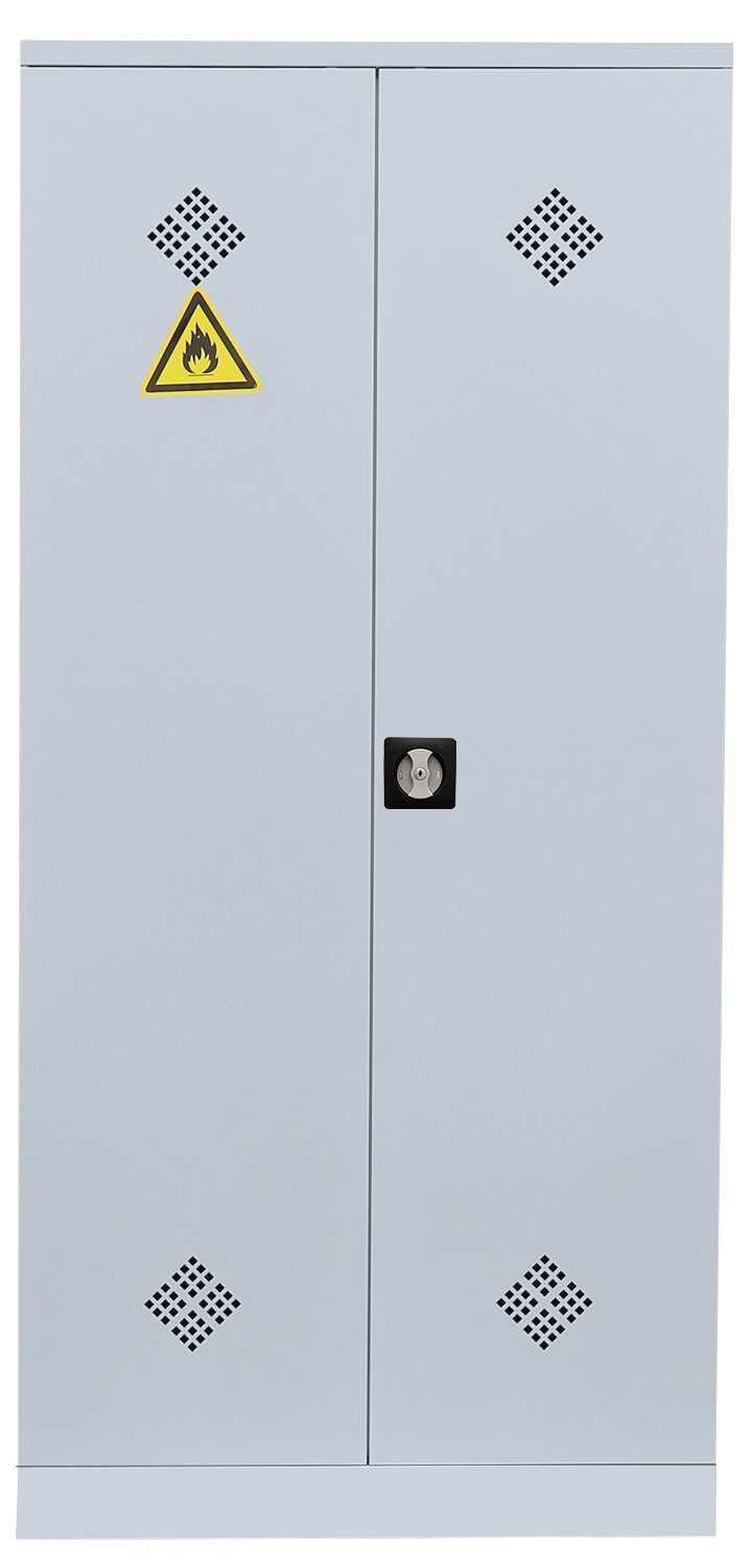 RAL - keine montiert Steelboxx Umweltschrank Türen: Lichtgrau/ Gefahrstoffschrank Korpus: (1-St) erforderlich 7035 verschweißt Montage Spritzmittelspind und RAL 7035 Mehrzweckschrank 195x91,6x42,2cm Komplett Lichtgrau