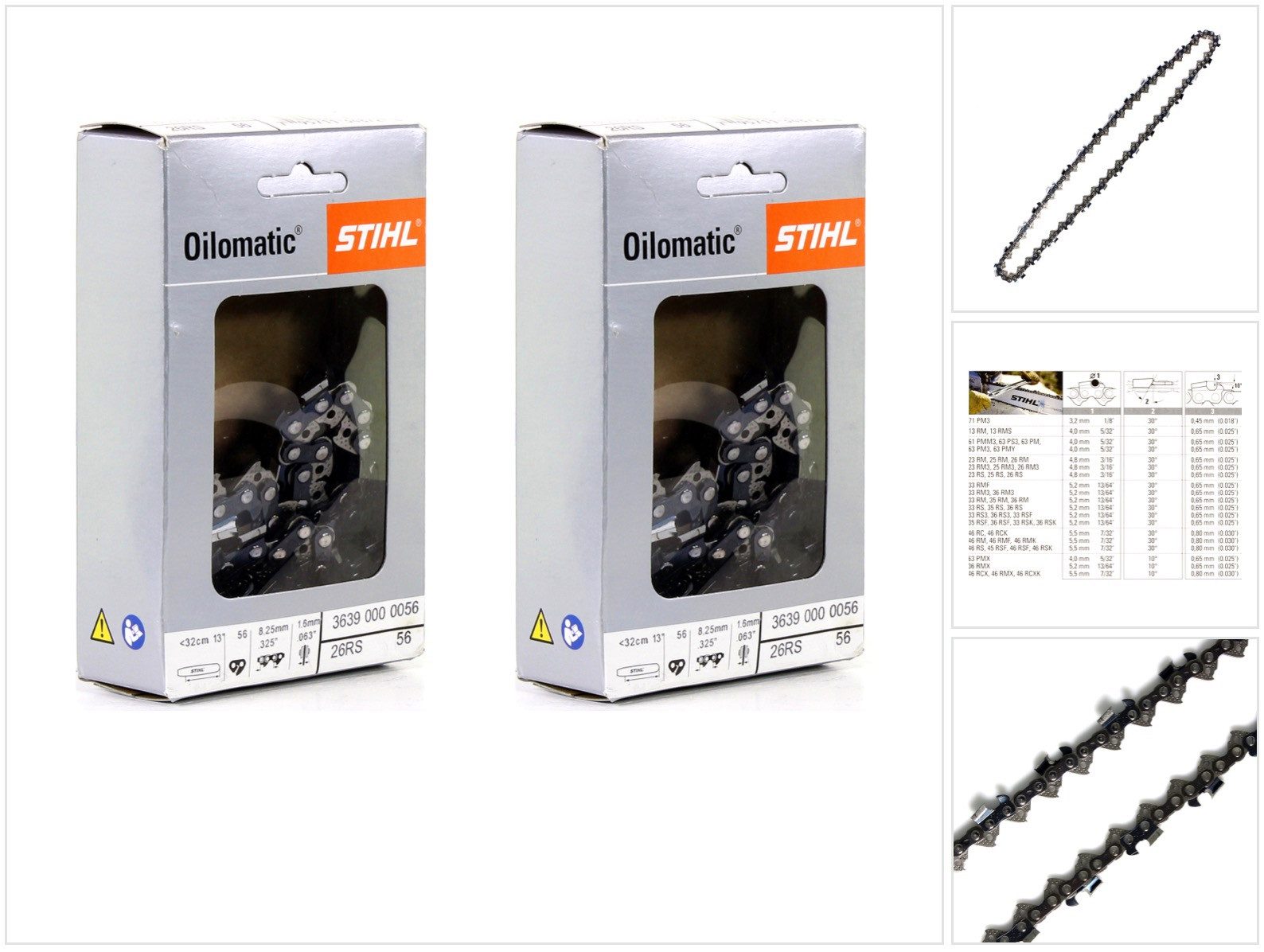 STIHL Ersatzkette Oilomatic Sägekette 2 Stück 325" 1,6mm 32cm Rapid Super (3639 000 00