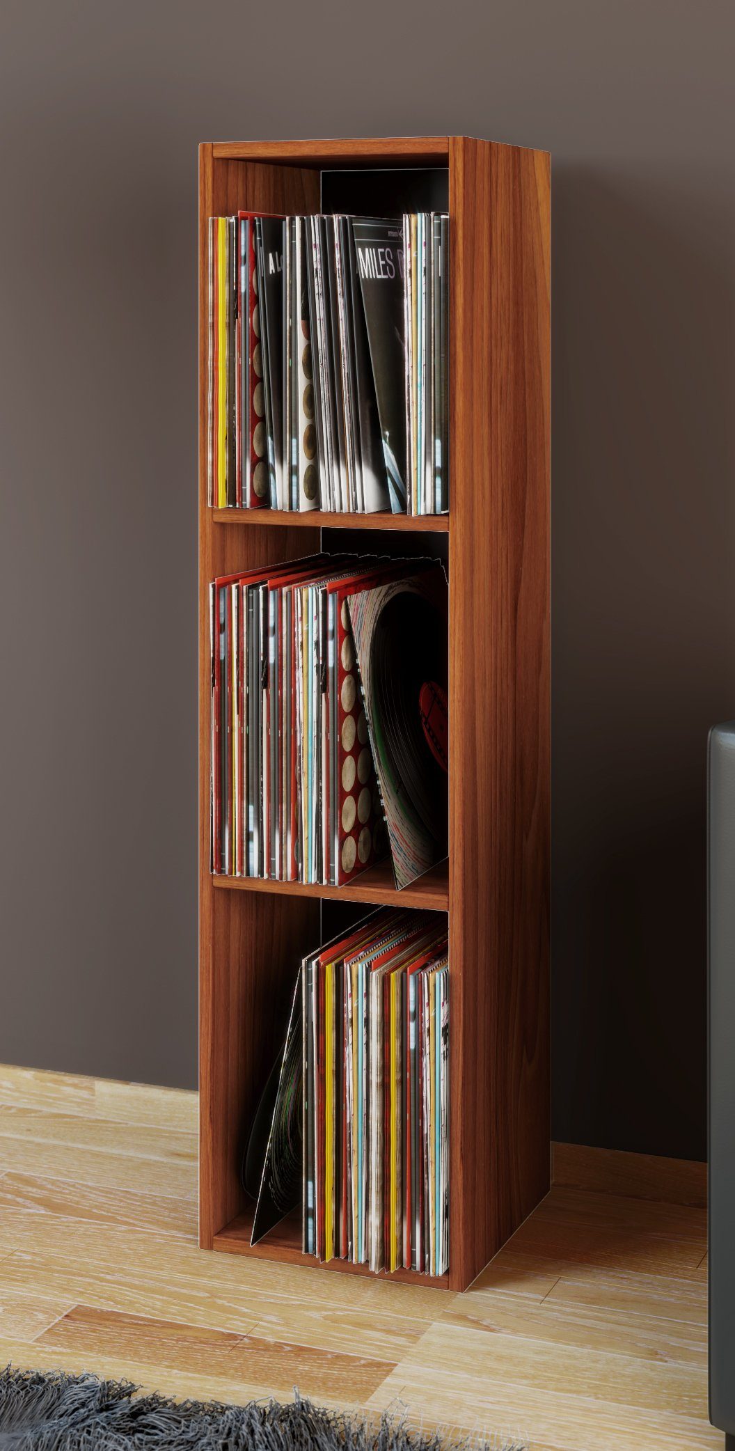 VCM Standregal Platto B. 34 x T. 30 x H. 107 cm, Holz Schallplatten Regal, BluRay Aufbewahrung, 3 Fächer, Holzwerkstoff – Bild 3 von 5