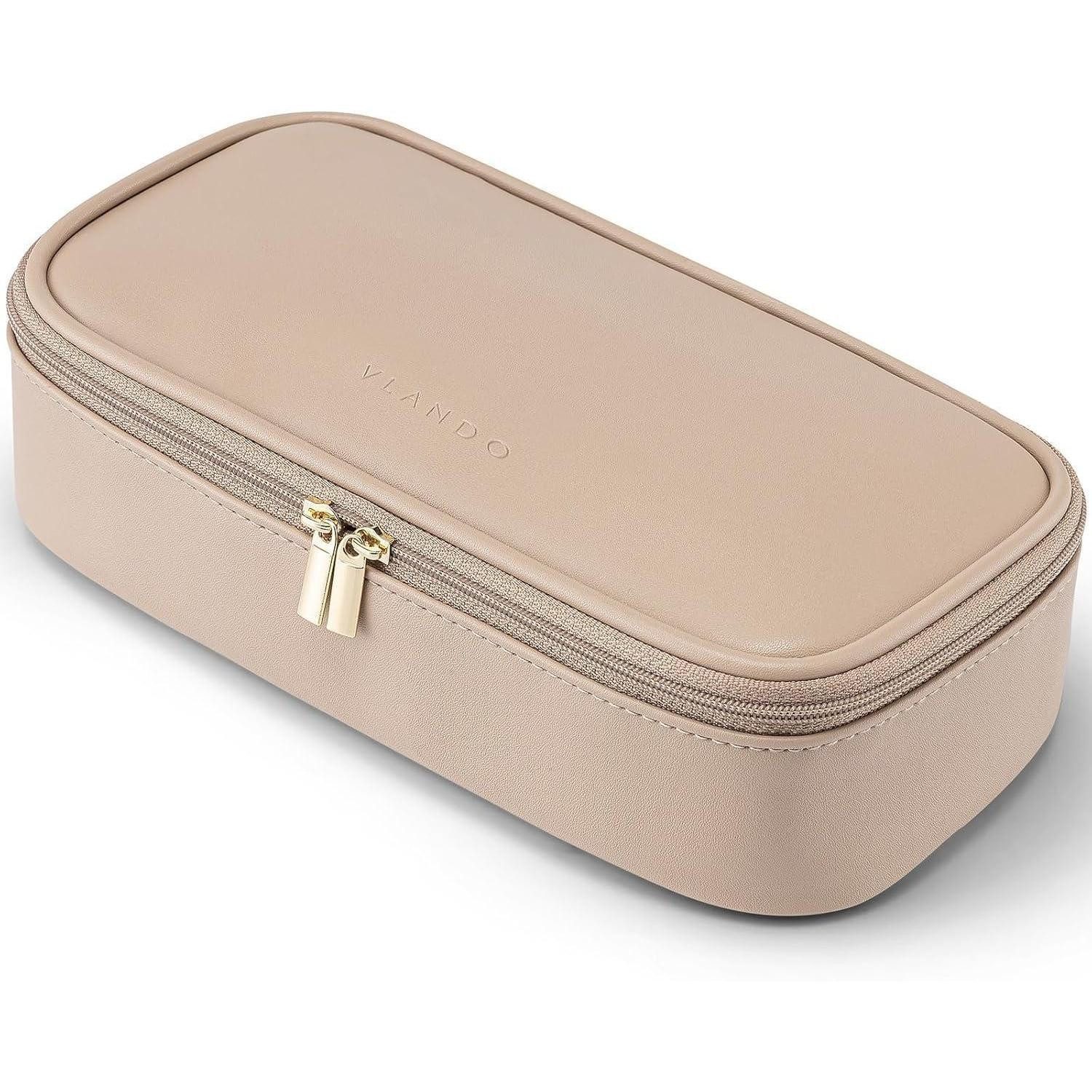 LuxusKollektion Kosmetiktasche Kosmetiktasche Reise Klein Damen Wasserdicht Leder Tragbar Milchkaffee