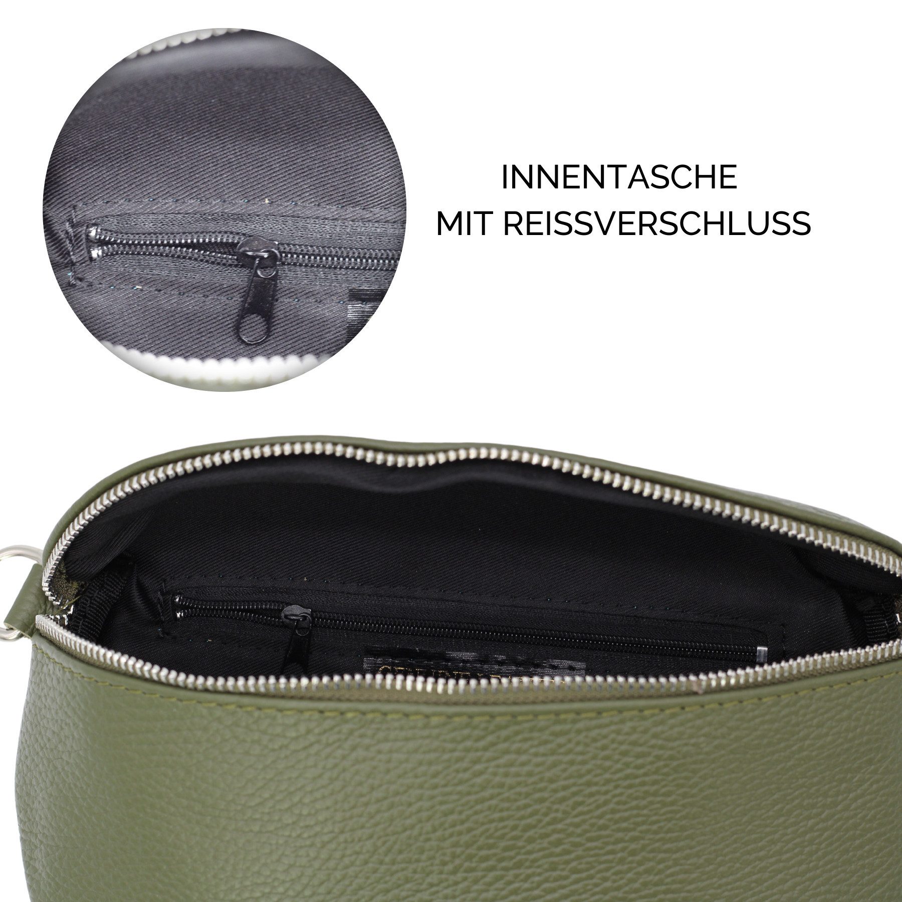 BRISE TASCHE Schultertasche SAHEL Gürteltasche Damen, echtes Leder, mit 2 Riemen (Medium Größe, mit extra gemustertem Gürtel), made in Italy