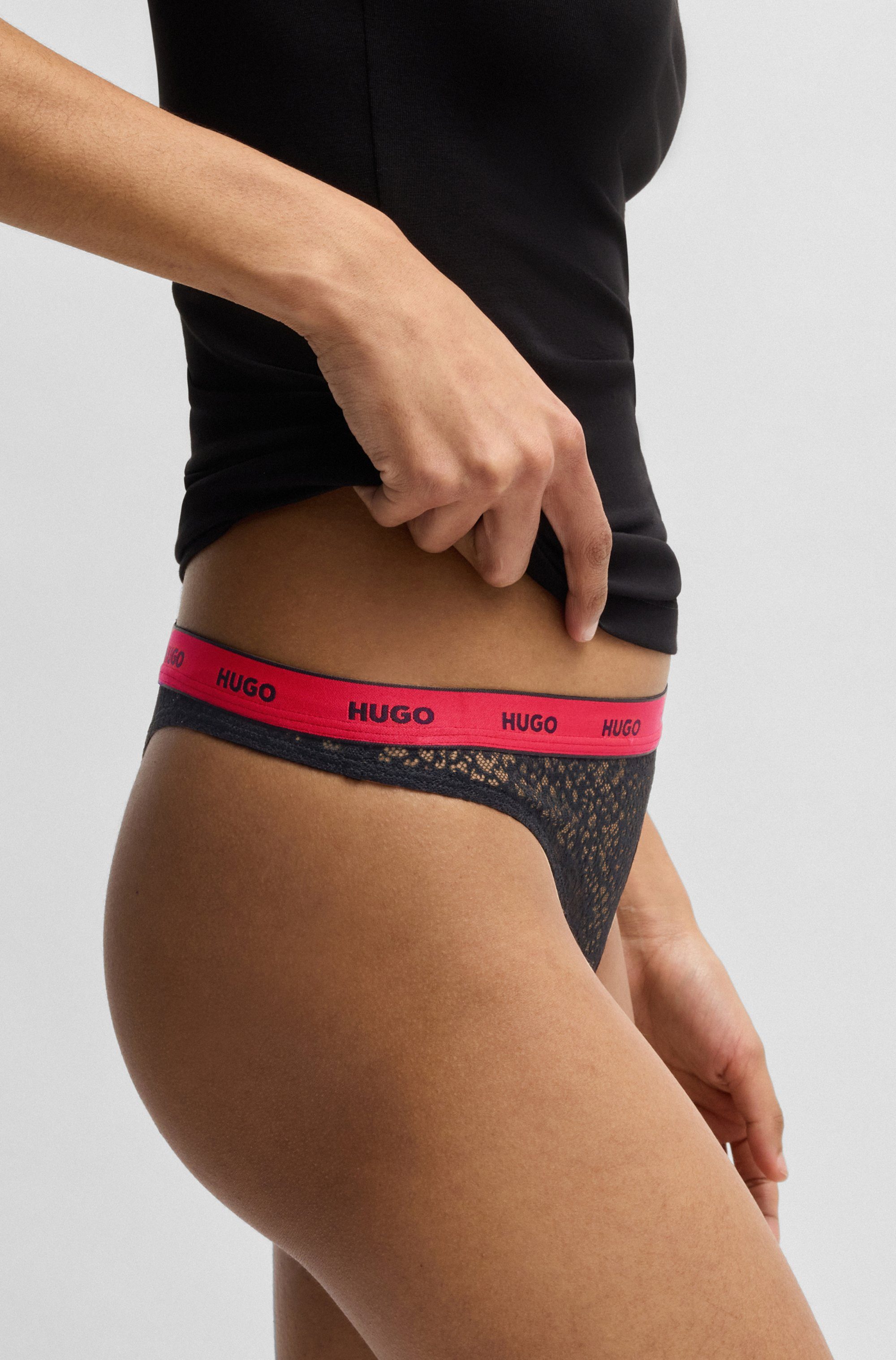 HUGO Slip TRIPLE THONG LACE mit Struktur