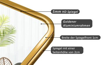 WDWRITTI Badspiegel mit Metall Alu Rahmen Spiegel Bad Wandspiegel Gold 80x60 70x50 60x40 (Rechteckig, 5mm HD Spiegel, hochauflösend, Explosionsgeschutz), Vertikal und Horizontal möglich