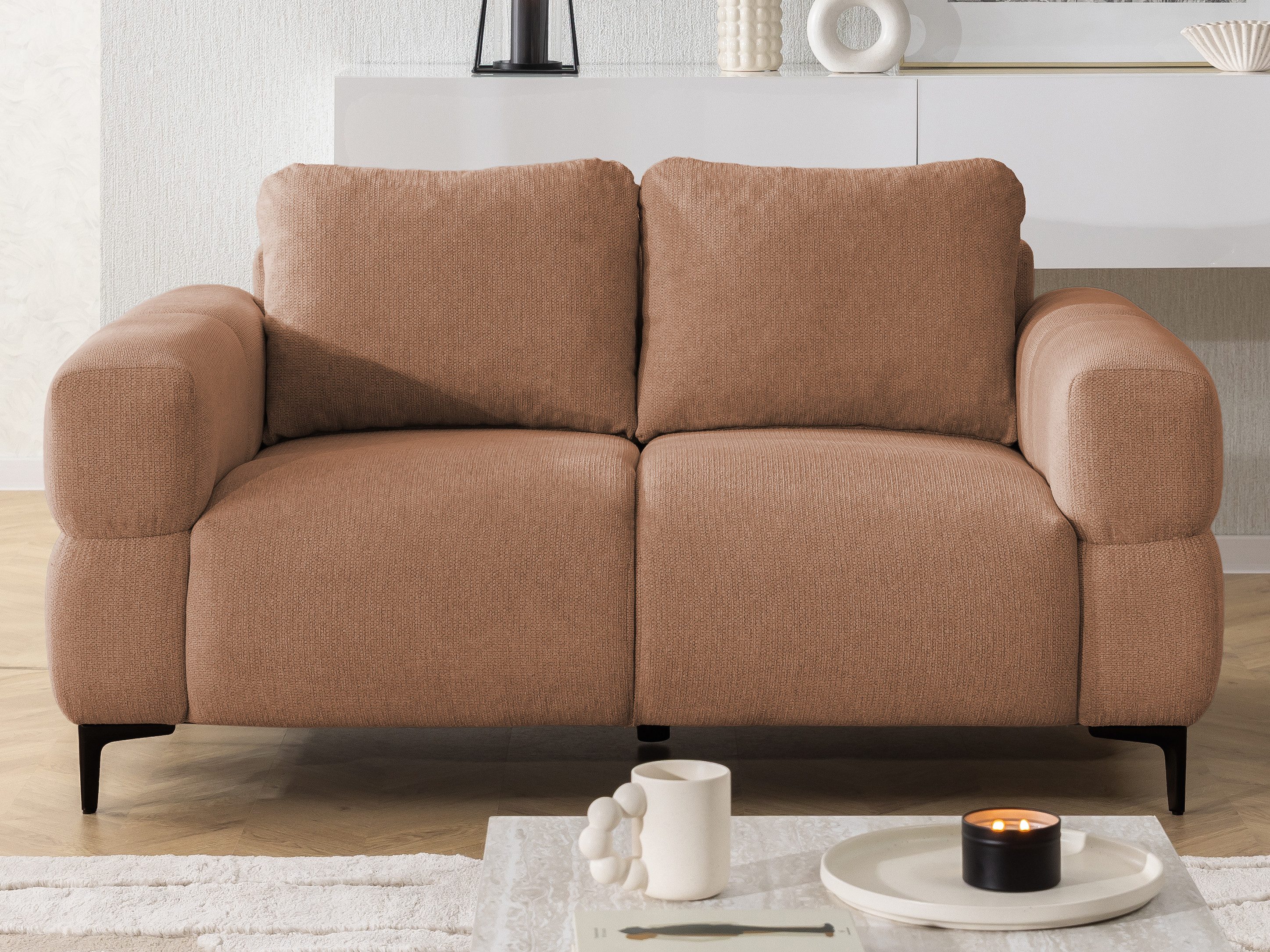 S-Style Möbel 2-Sitzer Sofa Cardea in Bubble-Optik aus weichem Strukturstoff, mit Wellenfederung und hohem Sitzkomfort