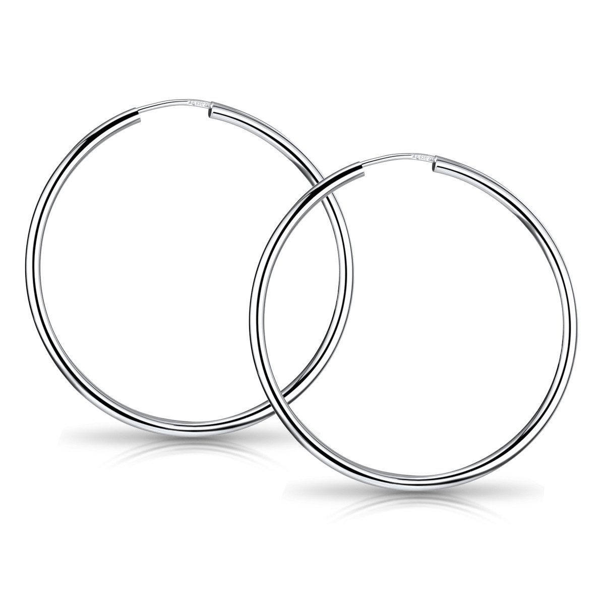 Materia Paar Creolen Damen Silber dünn Ø38mm SO-64, 925 Sterling Silber, Hochglanz