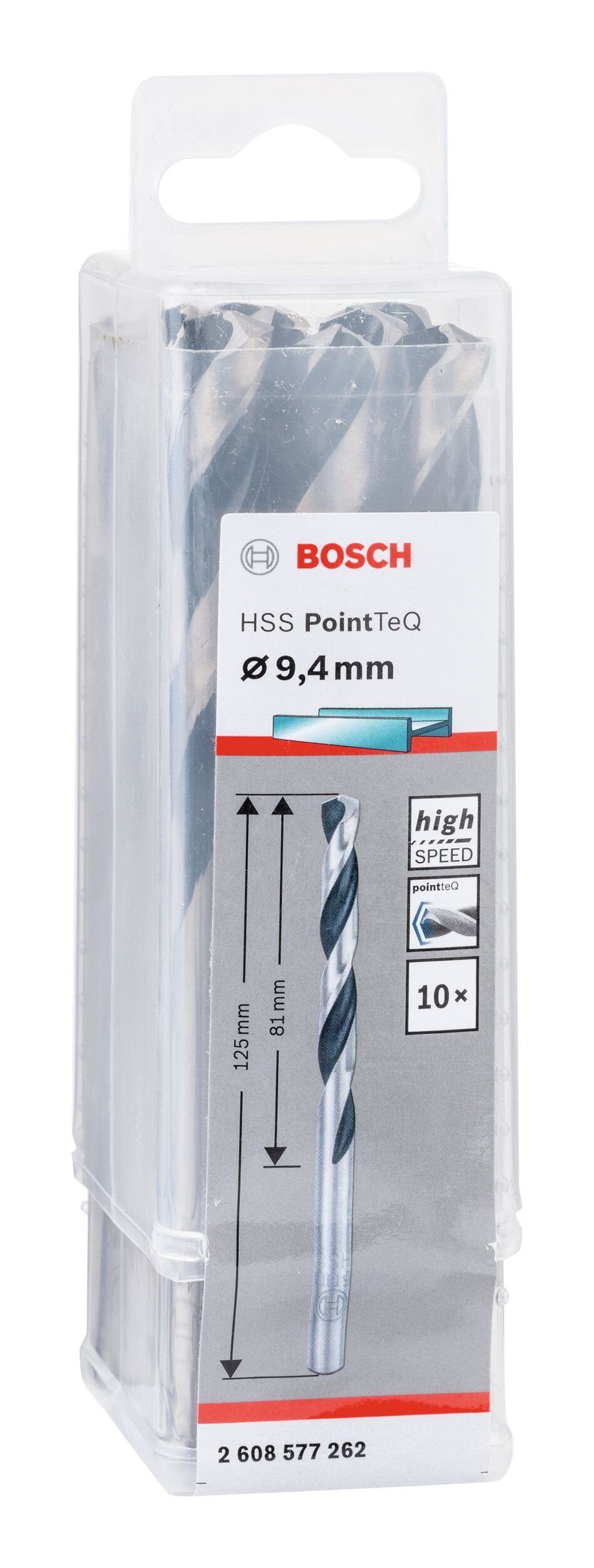 PointTeQ - 9,4 BOSCH - mm (10 10er-Pack Metallspiralbohrer Stück), (DIN 338) Metallbohrer, HSS