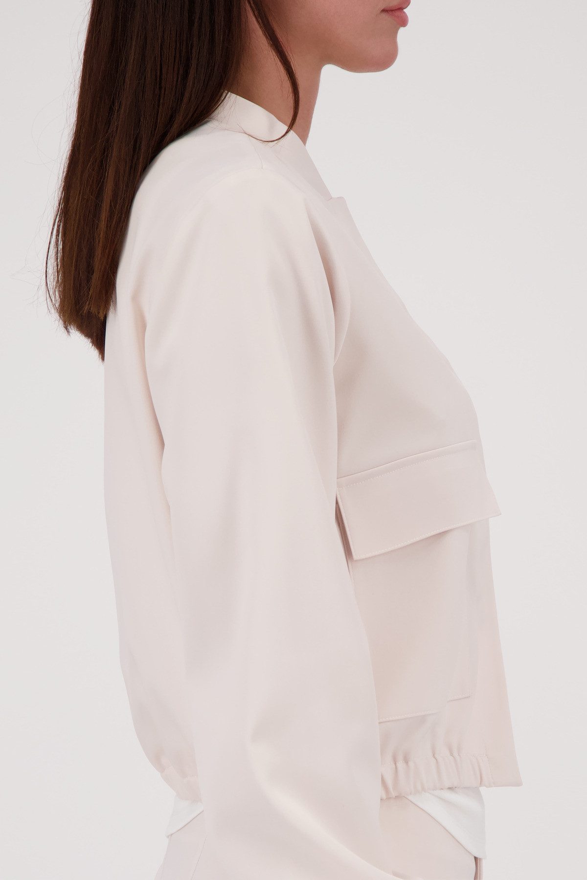 Monari Cargojacke Jacke Satin Cargo Regular fit mit Stehkragen