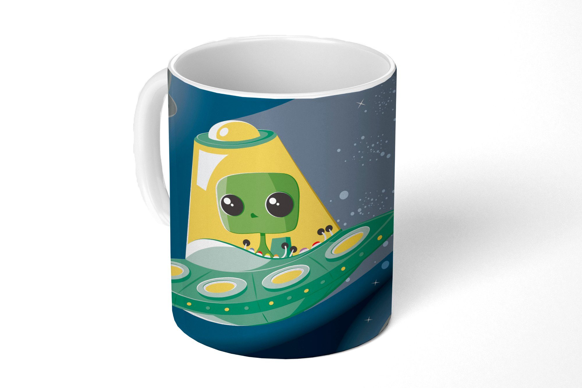 MuchoWow Tasse Illustration - Kinder - UFO, Keramik, Kaffeetassen, Teetasse, Becher, Teetasse, Geschenk