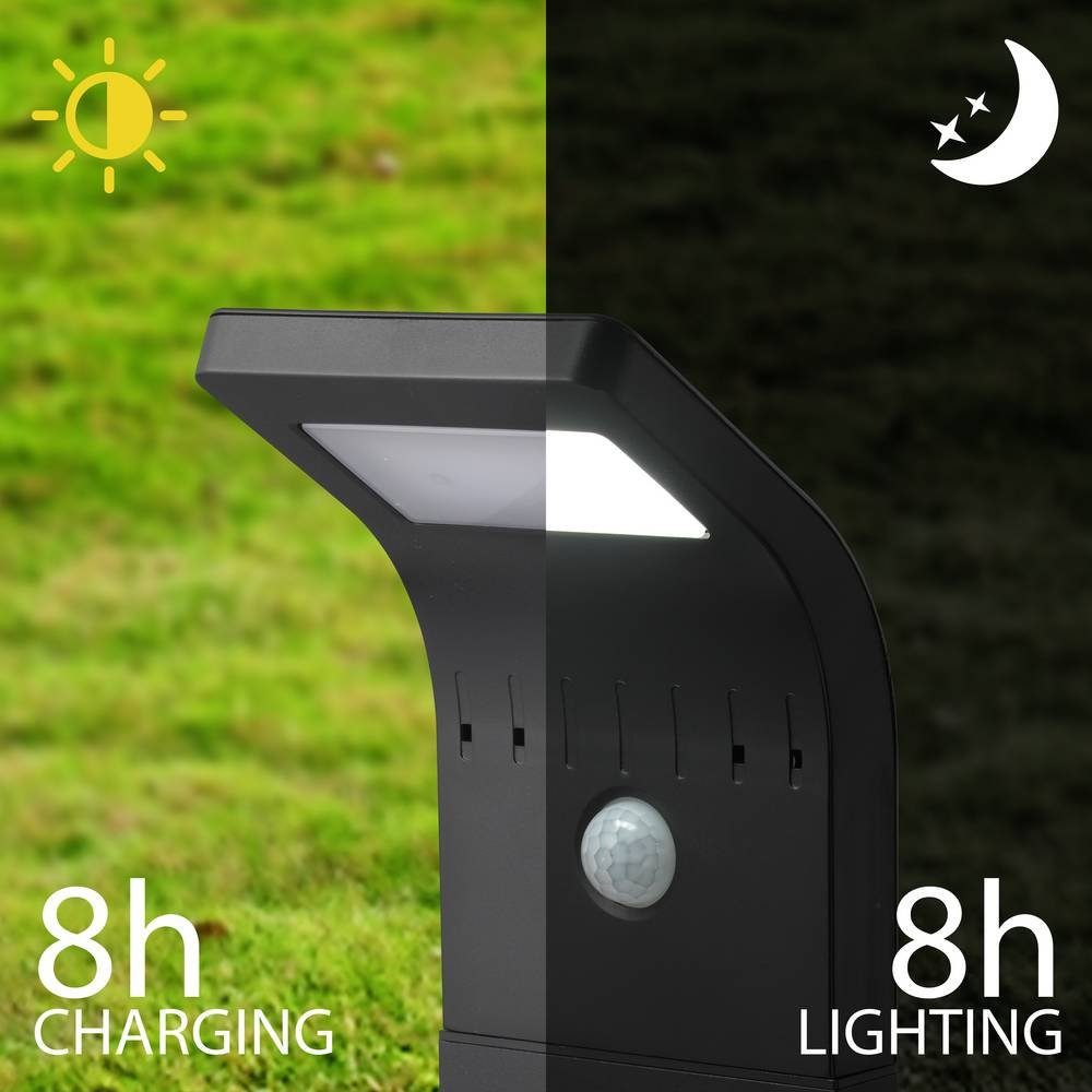 Sygonix LED Solarleuchte PIR-Bewegungsmelder, Mit Abschaltung, mit Sensor, Automatische Dämmerungsfunktion Solar-Gartenleuchte Mit