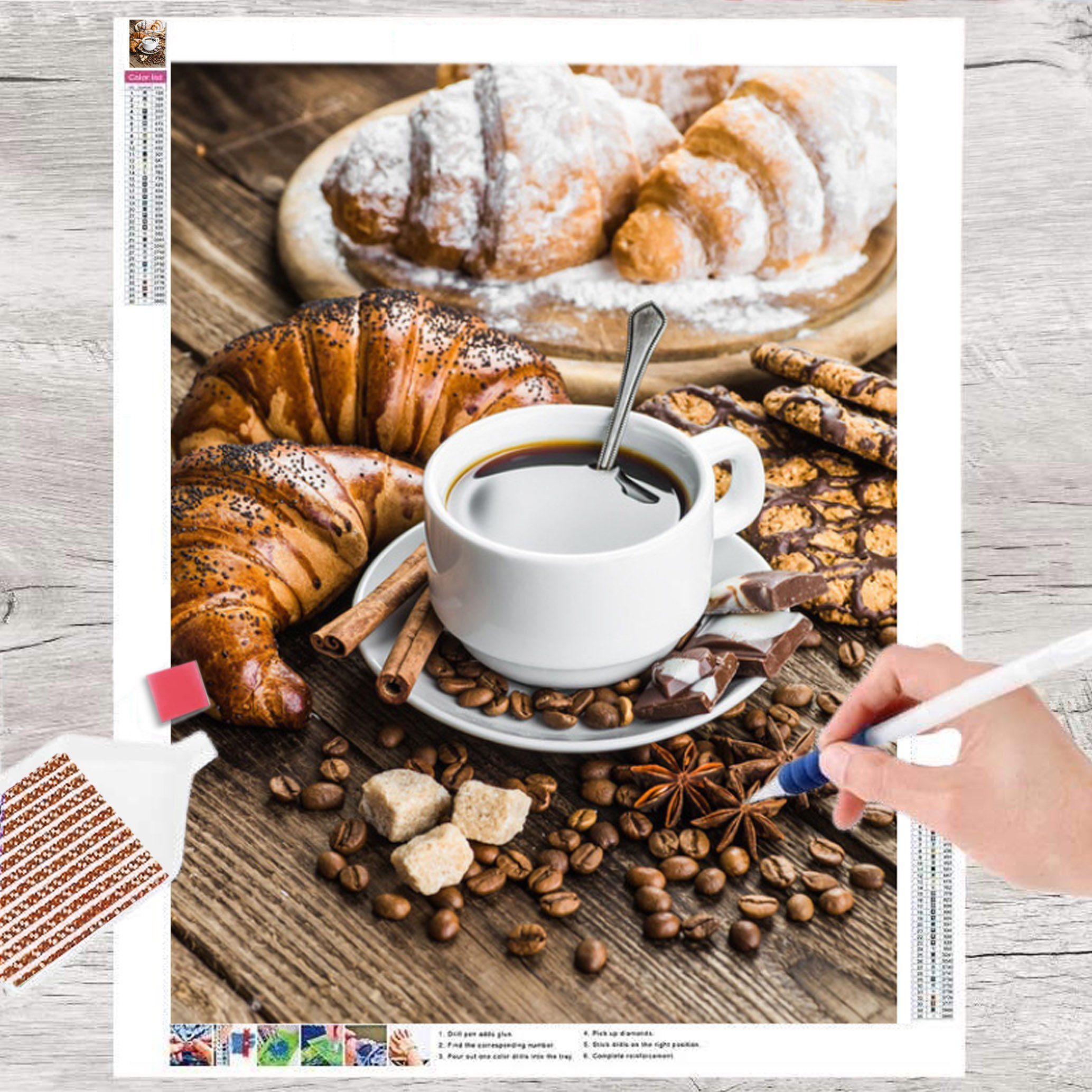 Kreativset GOLDEN Diamond Painting zubehör bilder Weihnachten ( Kaffee Frühstück) 
