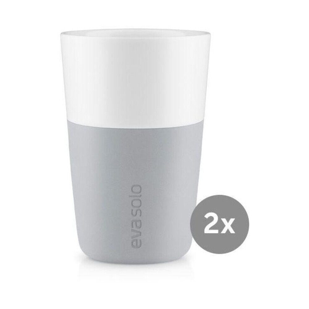 Eva Solo Latte-Macchiato-Glas 2 Cafe-Latte-Becher 0,36l Marble grey, Porzellan, Silikon, 2, 0,36 l, Porzellan