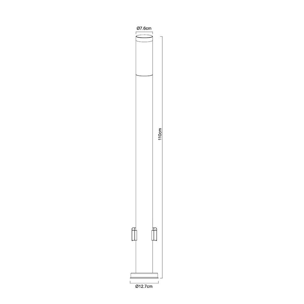 LED Warmweiß, Watt inklusive, Stromverteiler 7 Garten Veranda Außen-Stehlampe, etc-shop Leuchtmittel Leuchte Steh LED Edelstahl