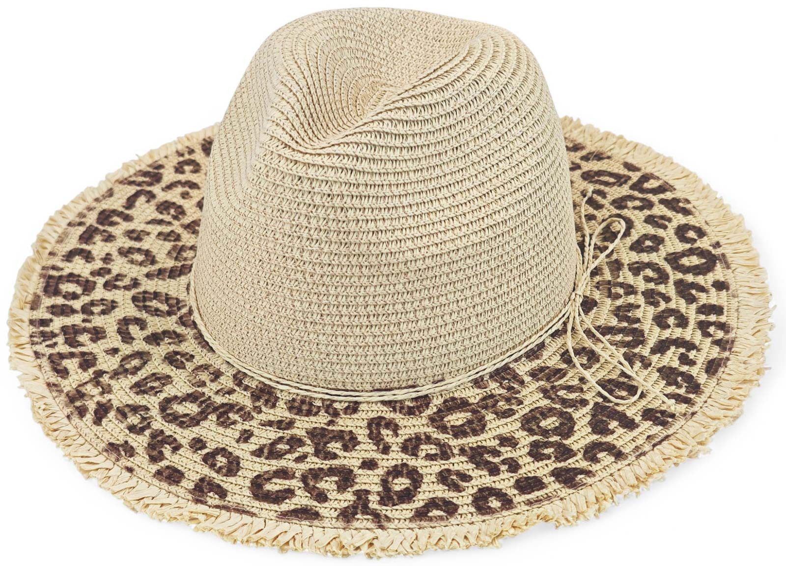 styleBREAKER Sonnenhut Panama Strohhut mit Leoparden günstig online kaufen