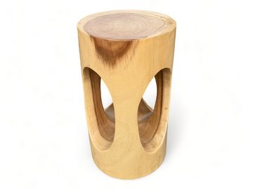 FaHome Beistelltisch Holzhocker Massiv Rund (50x30x30cm), Hocker Natur Beistelltisch Blumenhocker Massivholz