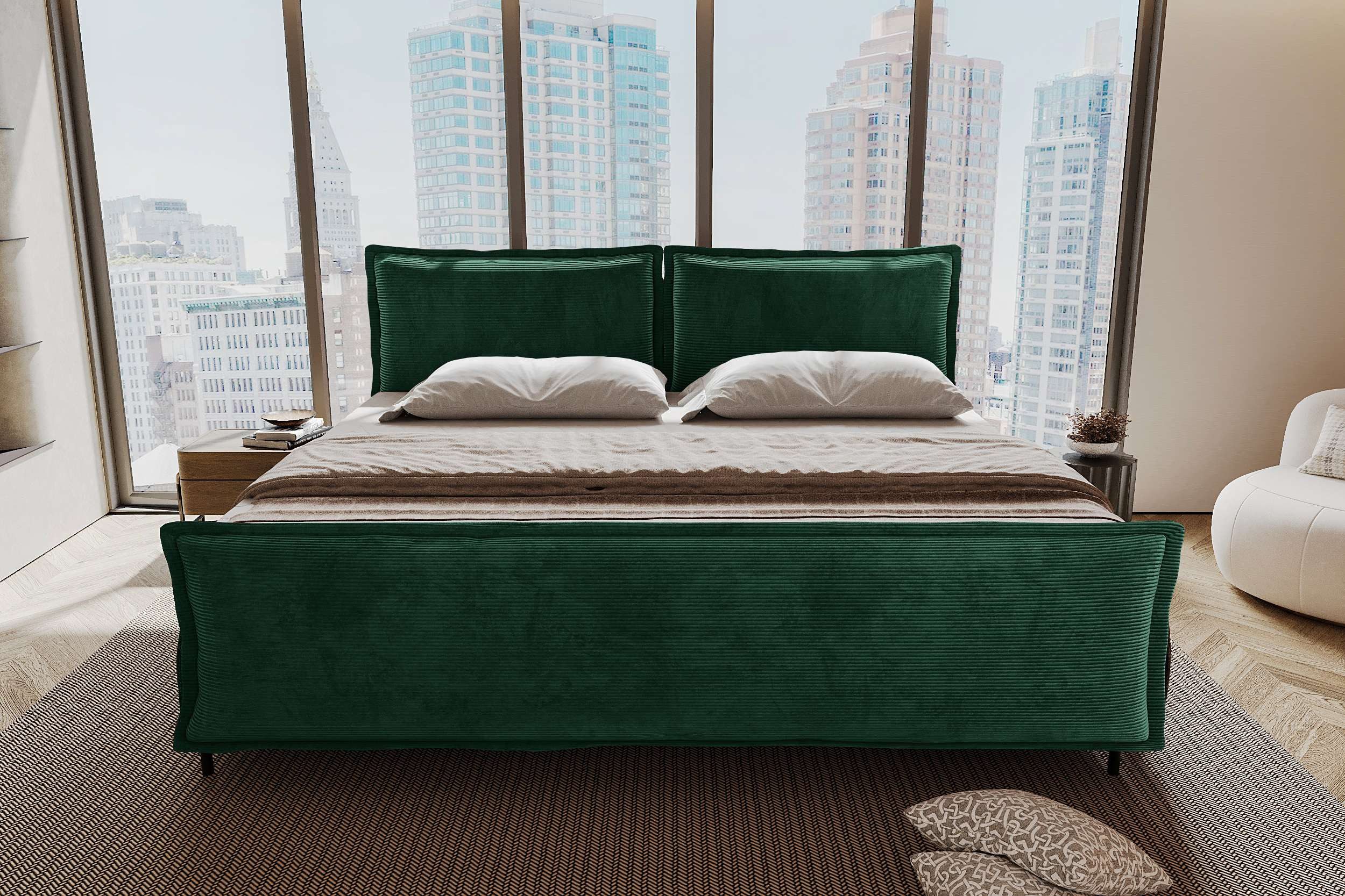 99rooms Boxspringbett Vero Plus Familienbett (Schlafzimmerbett, Bett), 220/240/260x200 cm, in Cord POSO, mit BFK-Matratze, Bettkasten
