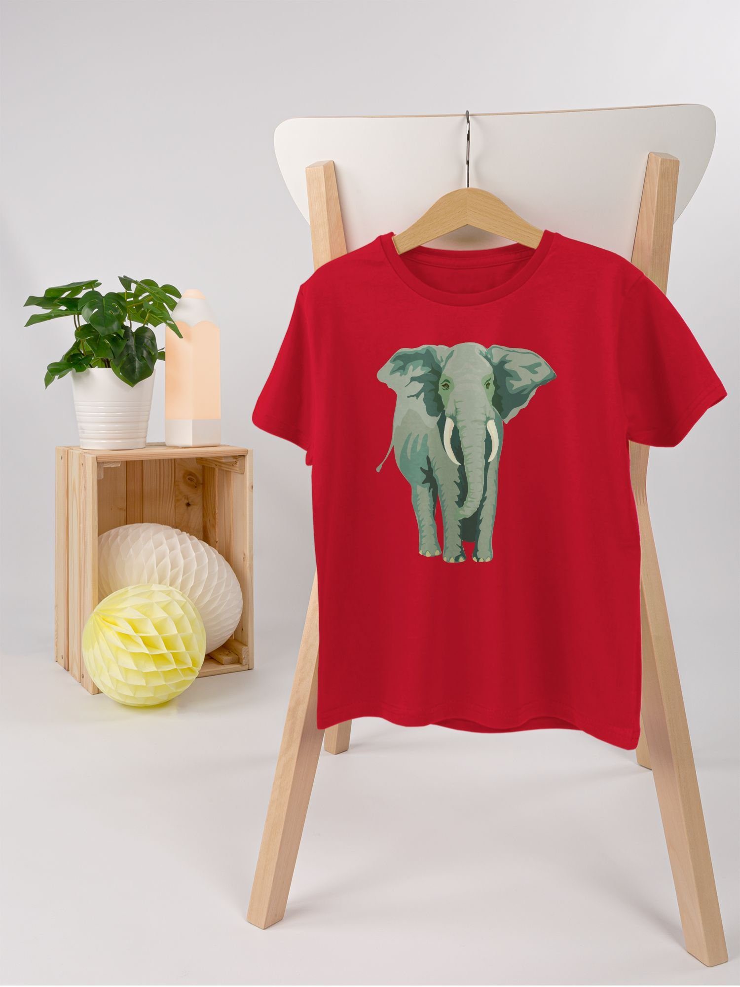 Rot Print 3 T-Shirt Elefant Tiermotiv Animal Shirtracer