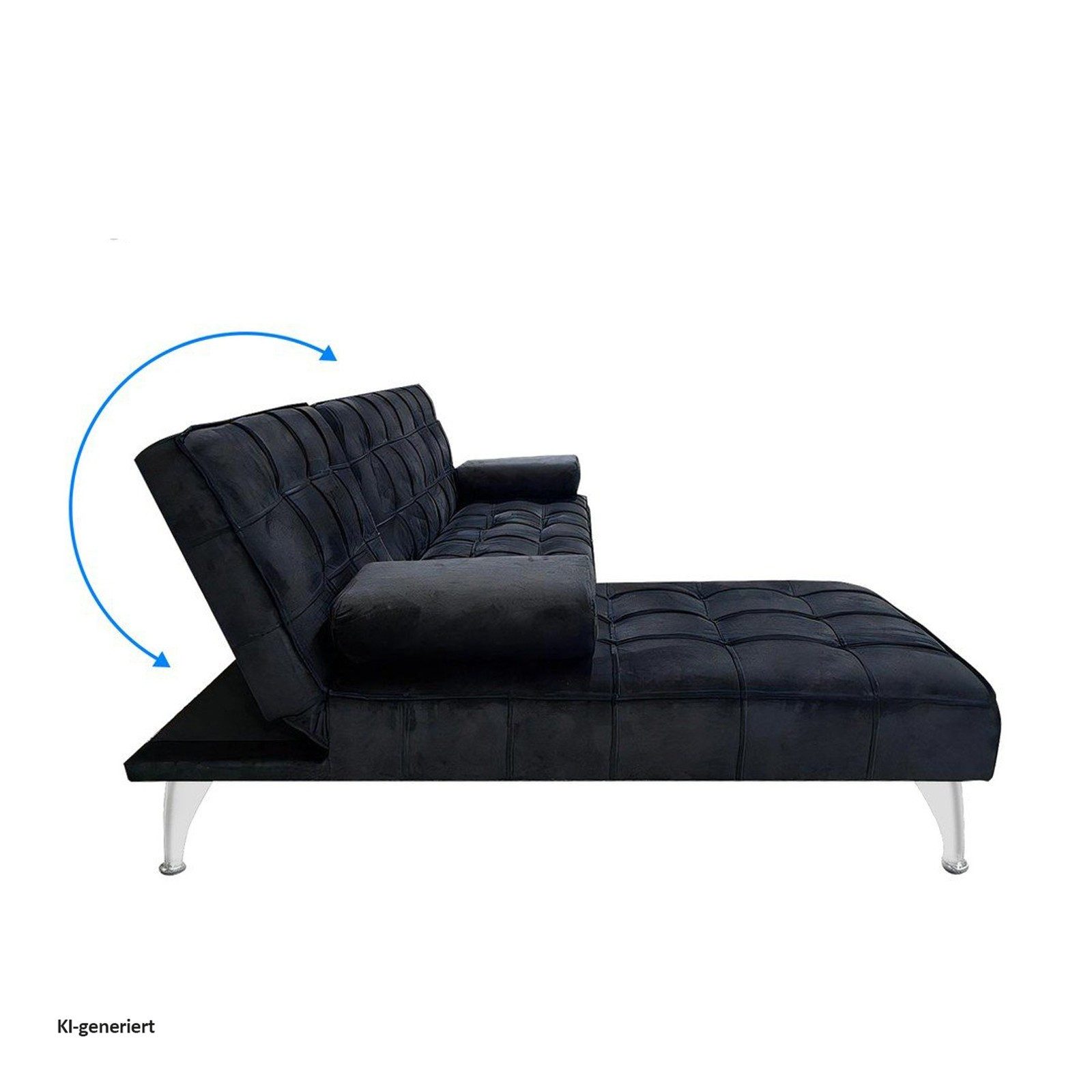 HTI-Living Ecksofa Ecksofa Miranda mit Bettfunktion Velvet Schwarz, Stück 1 Teile, Schlafcouch – Bild 4 von 5