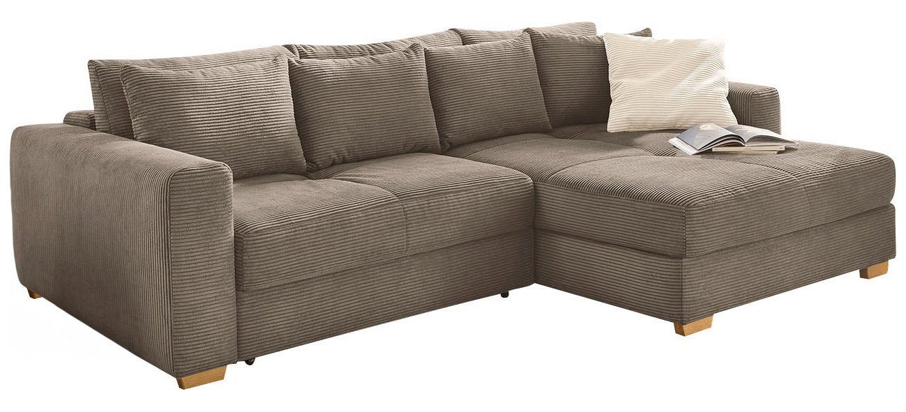 Jockenhöfer Gruppe Ecksofa Kampen L-Form, B: 288 cm, mit Bettfunktion, Bettkasten & Zierkissen, Federkern