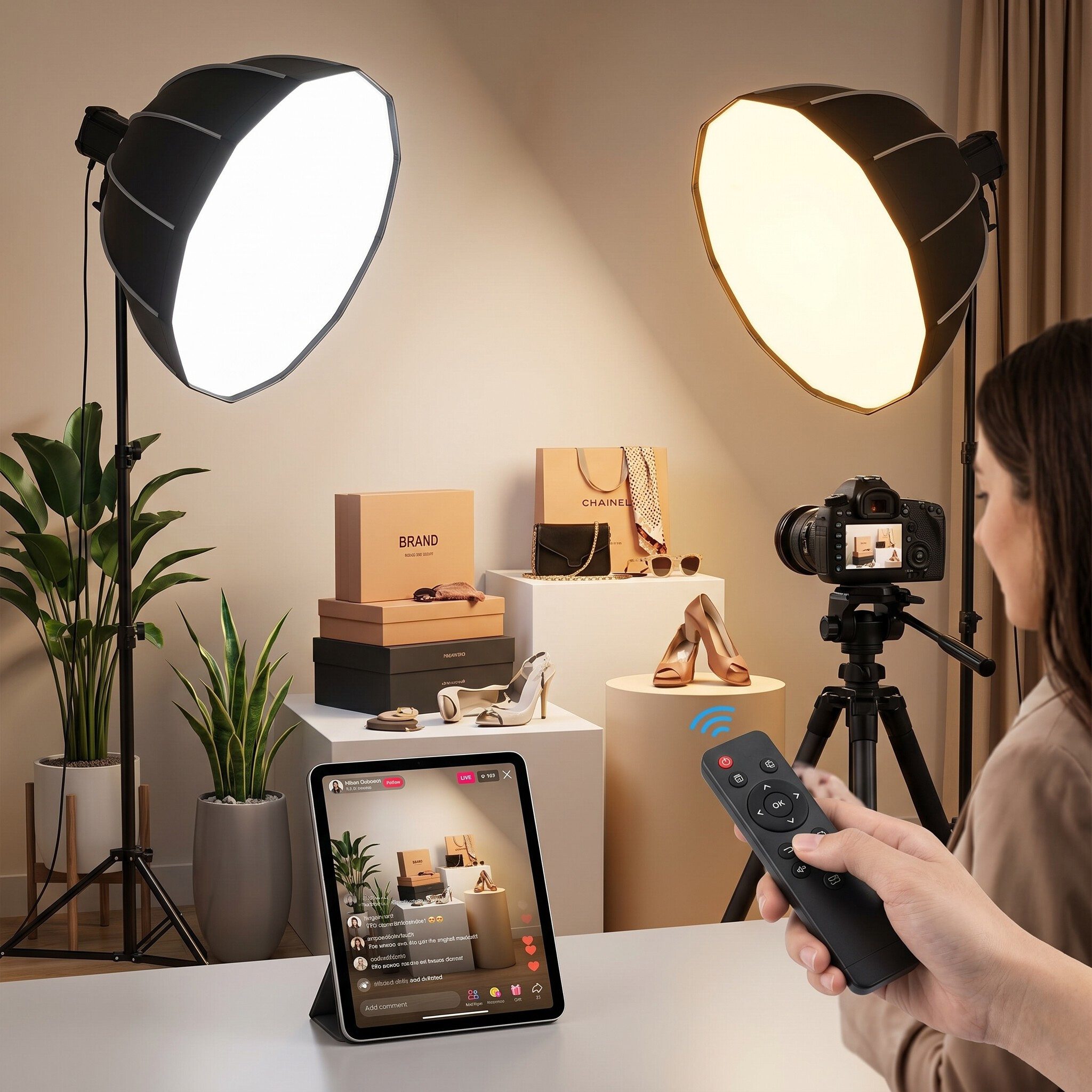 GARRYFIZH Softbox Softbox Softbox Licht Studiolicht für Live-Streaming Und Fotografie, Gleichmäßige Ausleuchtung; ausziehbares Stativ