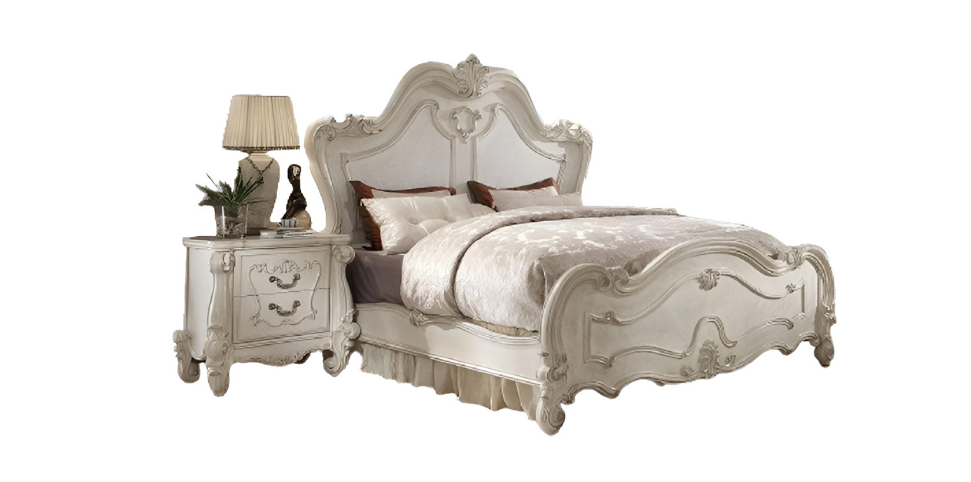 Xlmoebel Bett Elegantes Barockbett mit Nachttischen in edlem Design (Bett mit 2 Nachttischen, 3-tlg., Bett/2xNachttische), Hergestellt in Europa