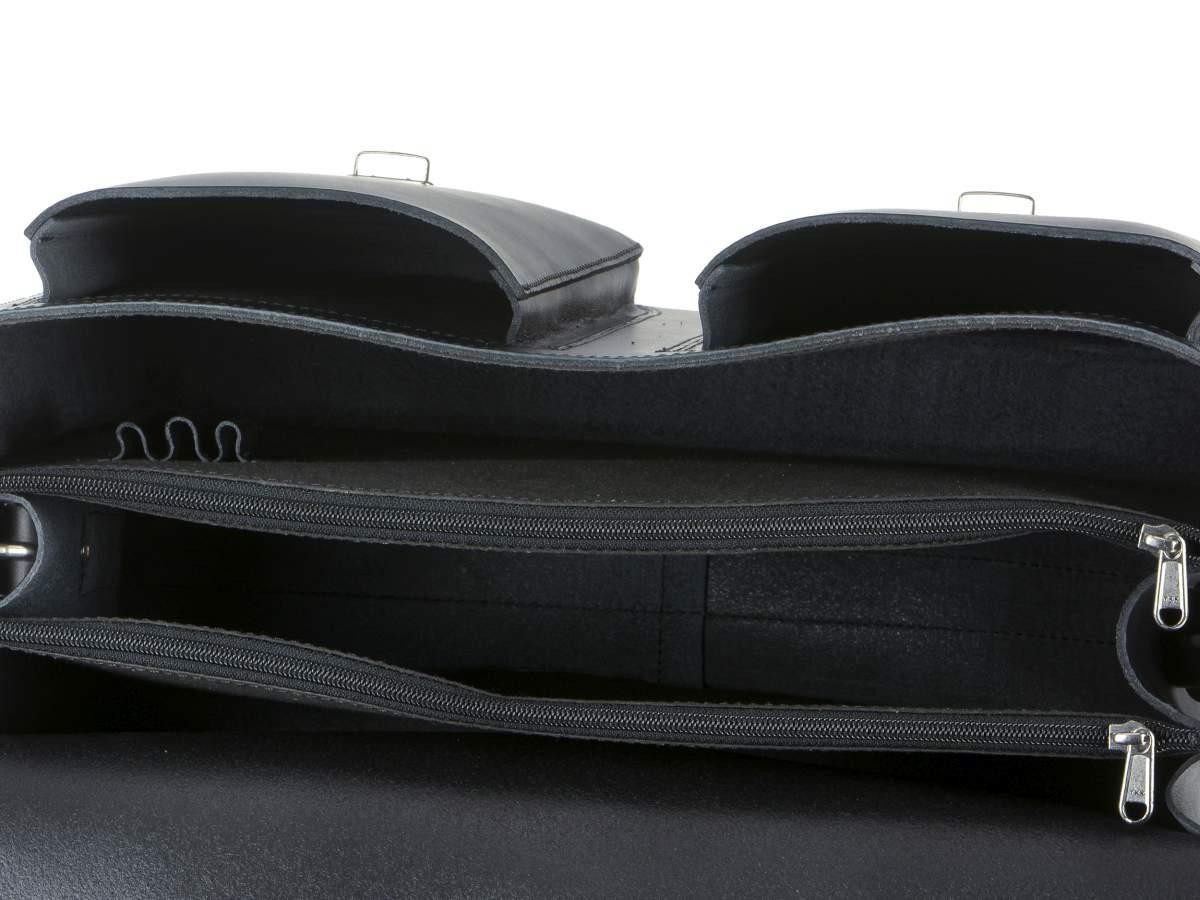 Ruitertassen Aktentasche Lehrertasche Damen Herren Leder 42x32cm 3 Fächer Business Schule, 42 cm Lehrertasche mit 3 Fächern, Schultasche, Leder in schwarz