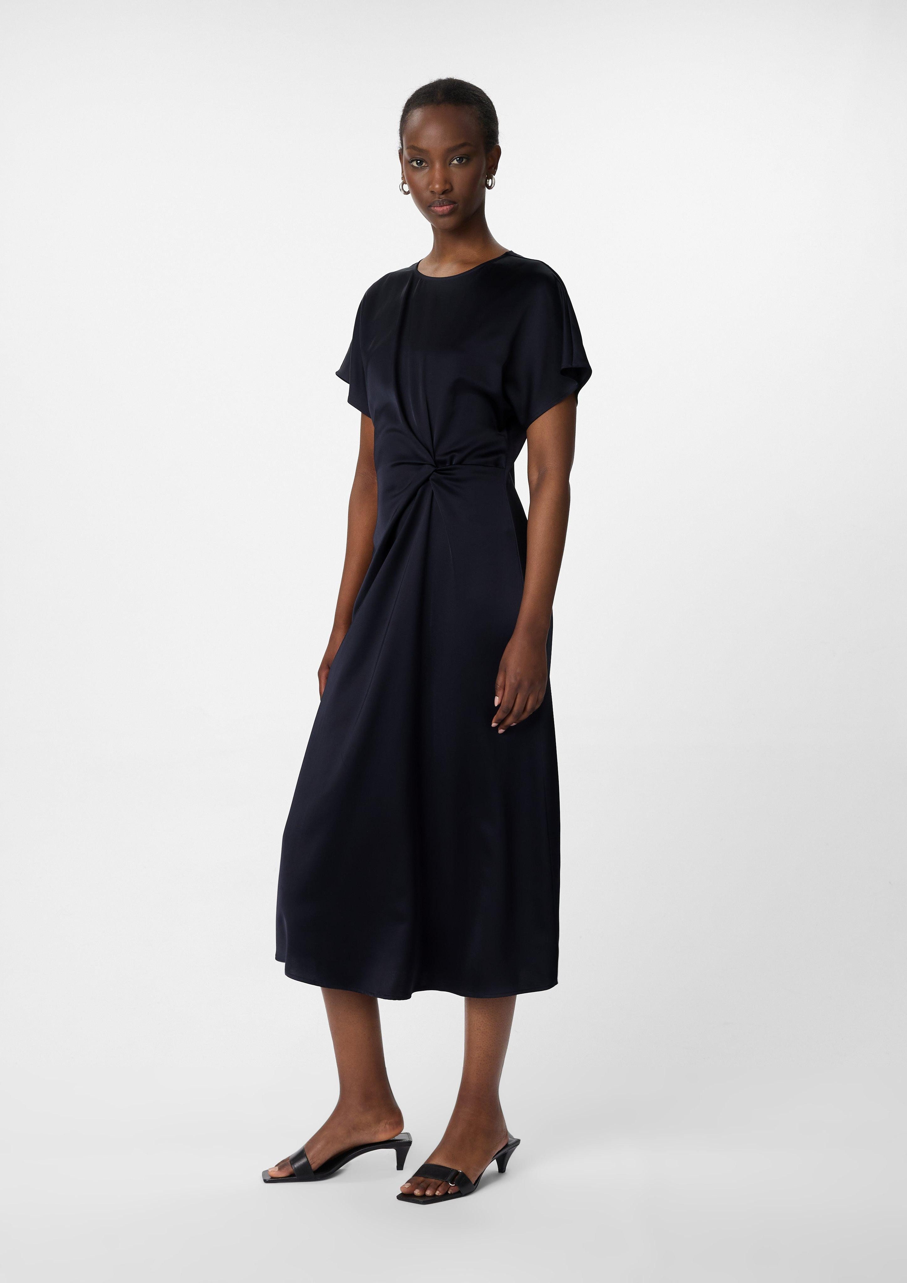Comma Maxikleid Fließendes Satinkleid mit Knotendetail günstig online kaufen