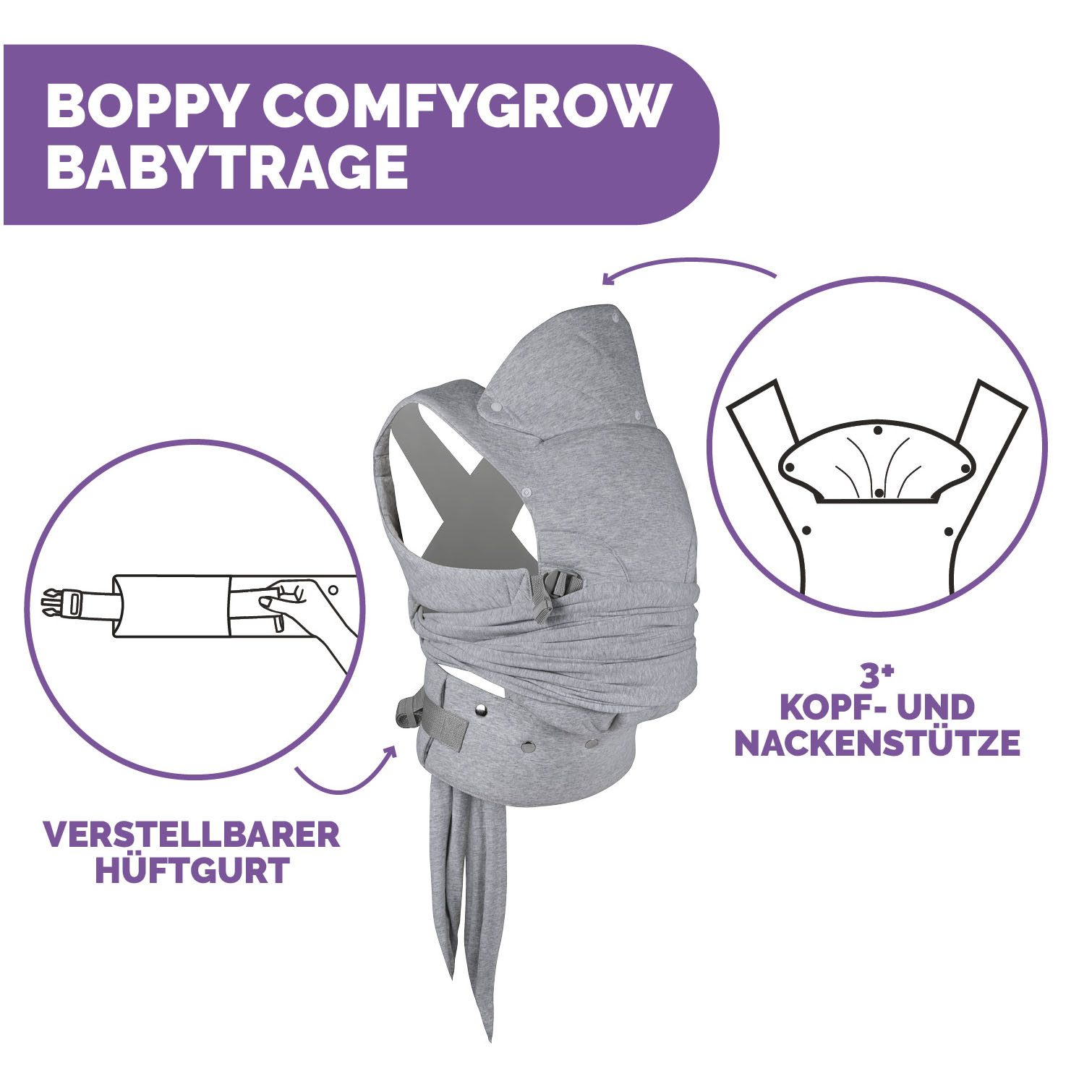 Chicco Babytrage Boppy Comfygrow Grey