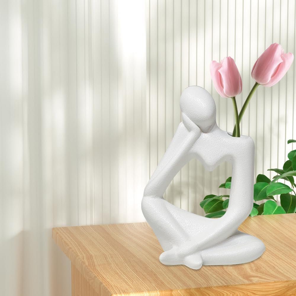 Büro Küche für Deko Tischdeko (1 SOTOR Blumenvase Bodenvase Trockenblumen Blumen Weiß,Tulpenvase Denker Keramik St), Vase,Blumenvase Tisch, Wohnzimmer Vase,Modern