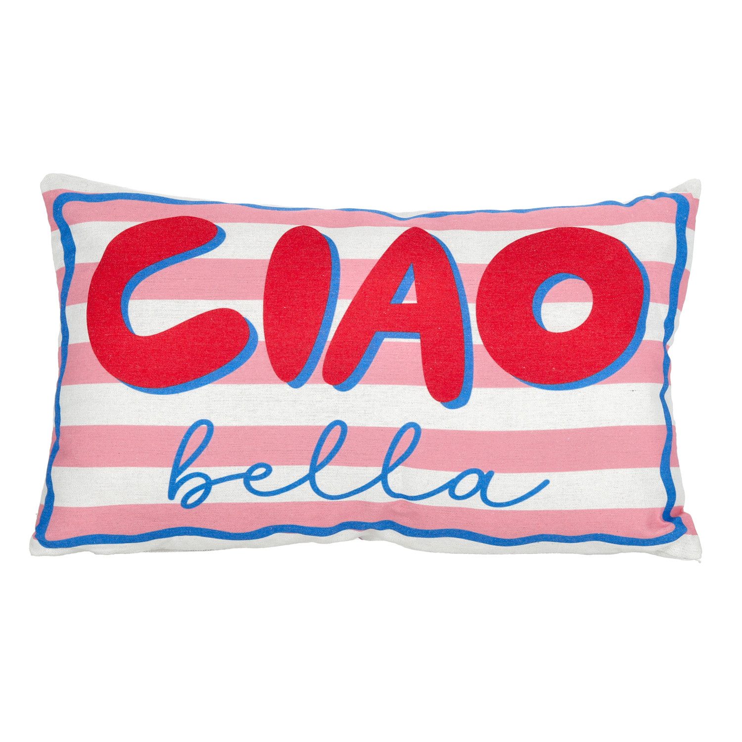 Macosa Home Dekokissen Sommerkissen Dekokissen Motiv Tuttobene Ciao Dolce Vita Blau Rot, Füllung Reißverschluss waschbar Sofakissen Zierkissen