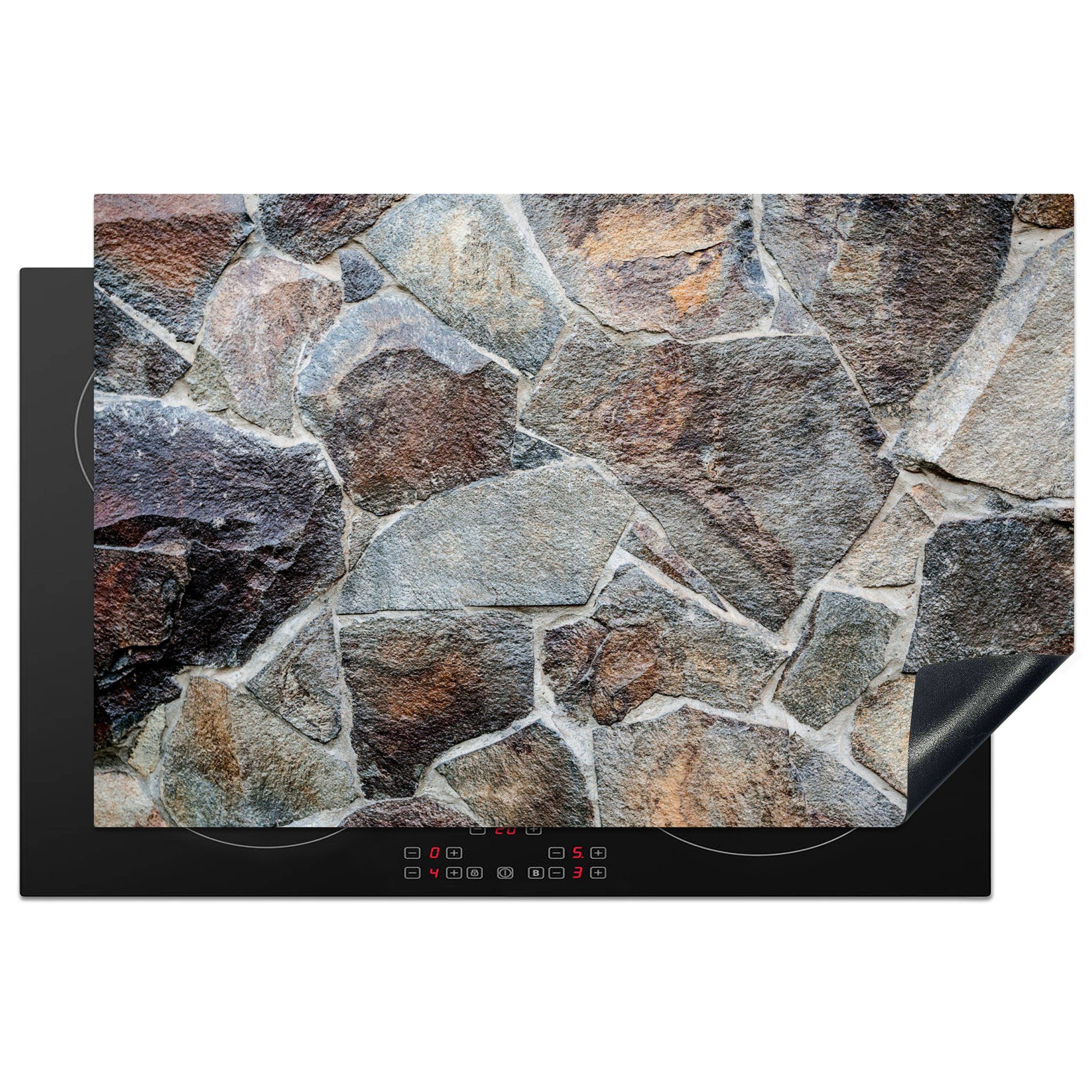 MuchoWow Herdblende-/Abdeckplatte Felsblöcke - Naturstein - Mauern, Vinyl, (1 tlg), 81x52 cm, Induktionskochfeld Schutz für die küche, Ceranfeldabdeckung