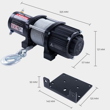 Rotfuchs Seilwinde, 12v mit Fernbedienung, 2041 kg Motorwinde Seilzug, Power Offroad Winde