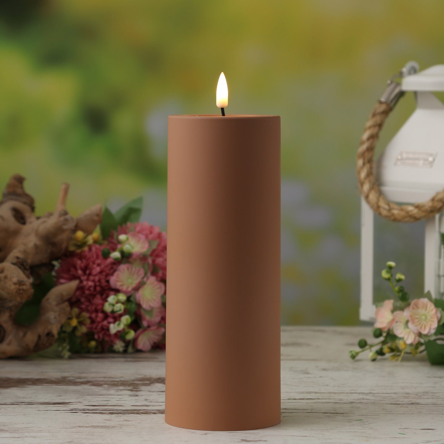Deluxe Homeart LED-Kerze MIA Deluxe für Außen flackernd H: 20cm D: 7,5cm ka günstig online kaufen