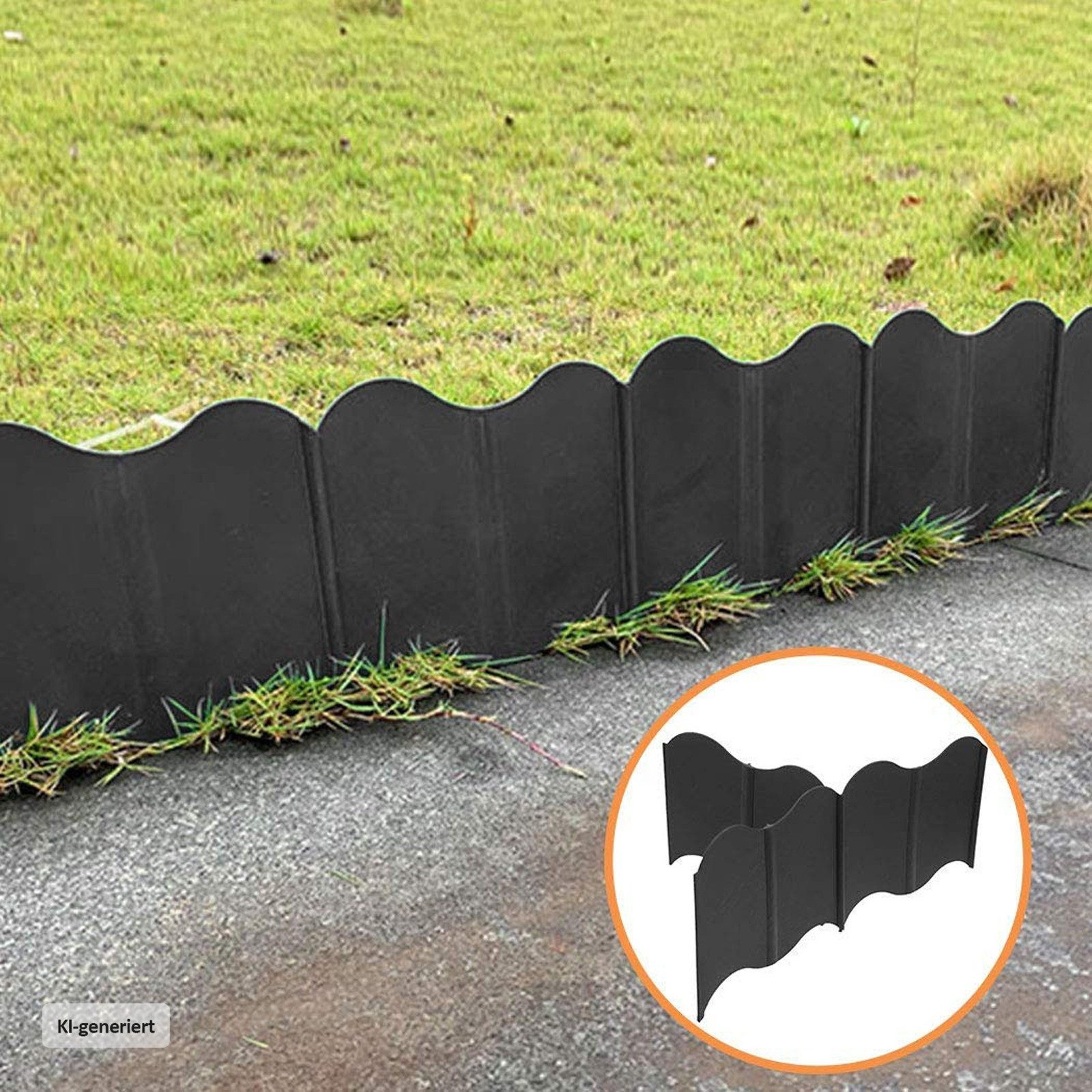 HTI-Living Beetumrandung Beetumrandung Nessa Wave 24-teilig Schwarz, LxH: 16x14 cm, Set, 24 Module, Beetbegrenzung Beeteinfassung