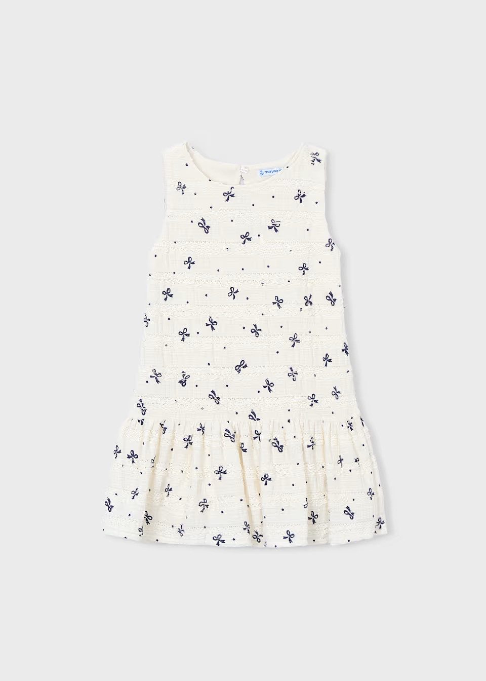 Mayoral Sommerkleid Mädchen Kleid bestickt Weiß mit Schleifen (394527)