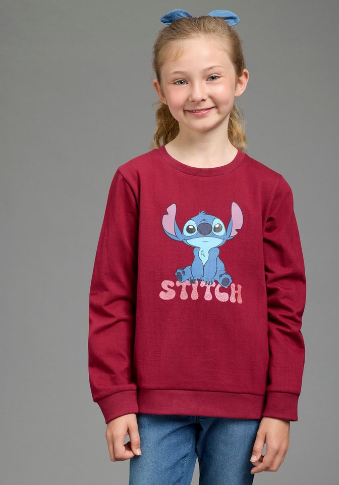KIDSWORLD Sweatshirt STITCH Glitzerprint Sweatshirt, Disney Disney-Shirt mit Rundhalsausschnitt, mit Rippbündchen