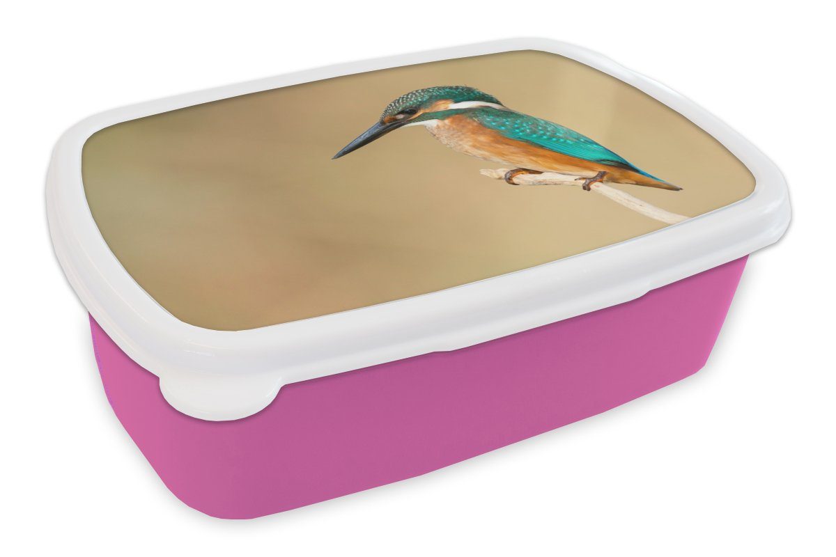 Kinder, Brotbox Lunchbox - rosa Mädchen, Kunststoff für Vogel, Eisvogel - (2-tlg), Tiere Brotdose MuchoWow Kunststoff, Erwachsene, Snackbox,
