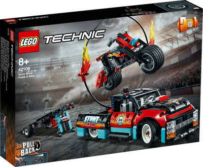 LEGO® Konstruktions-Spielset Technic 42106 Stunt-Show mit Truck und Motorrad, (610 St)