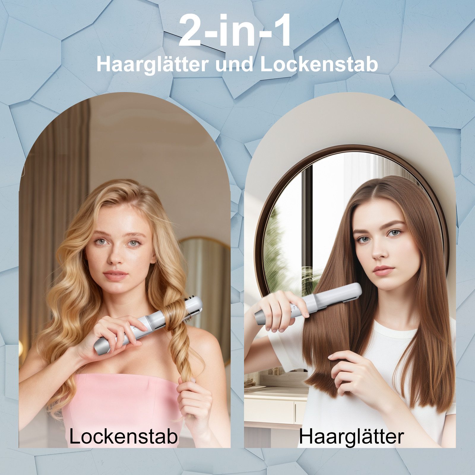 ibettertec Glätteisen Akku-Haarglätter,2-in-1 Haarglätter zum Locken und Glätten der Haare 10-Sekunden-Schnellaufheizung, 3 Heizstufen, Dualspannung für alle Ha – Bild 4 von 5