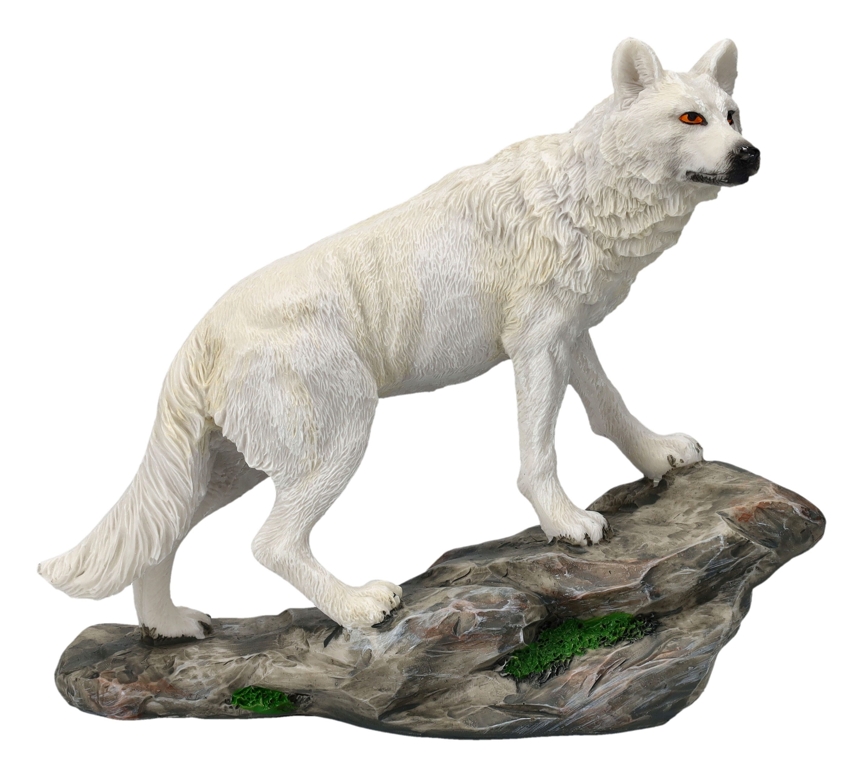 Figuren Shop GmbH Tierfigur Wolf Figur weiß - Der Beobachter - Dekofigur Ti günstig online kaufen