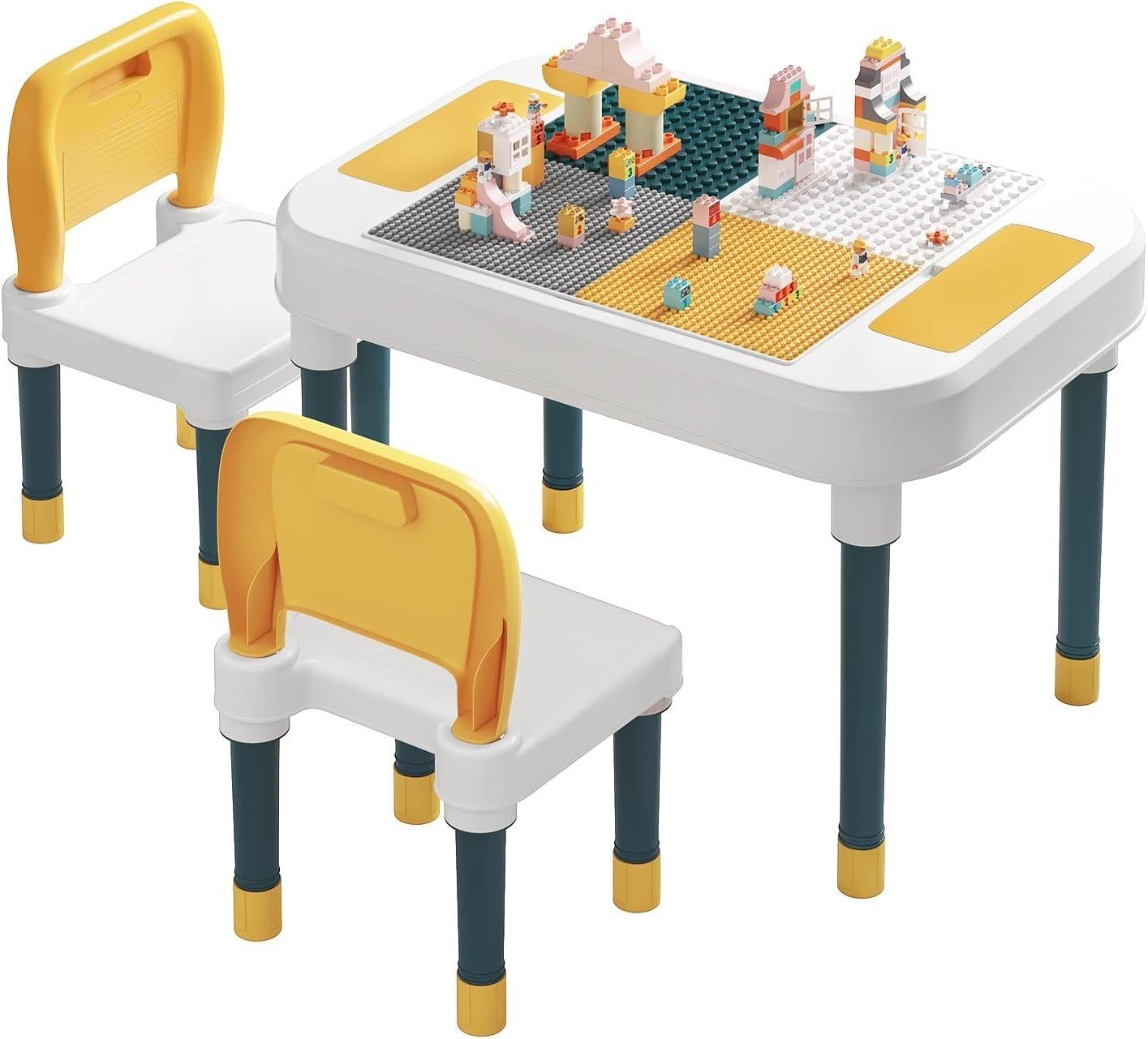 EUGAD Kindertisch (1-St., mit 2 Spieltisch Stauraum Maltisch mit Stühlen)