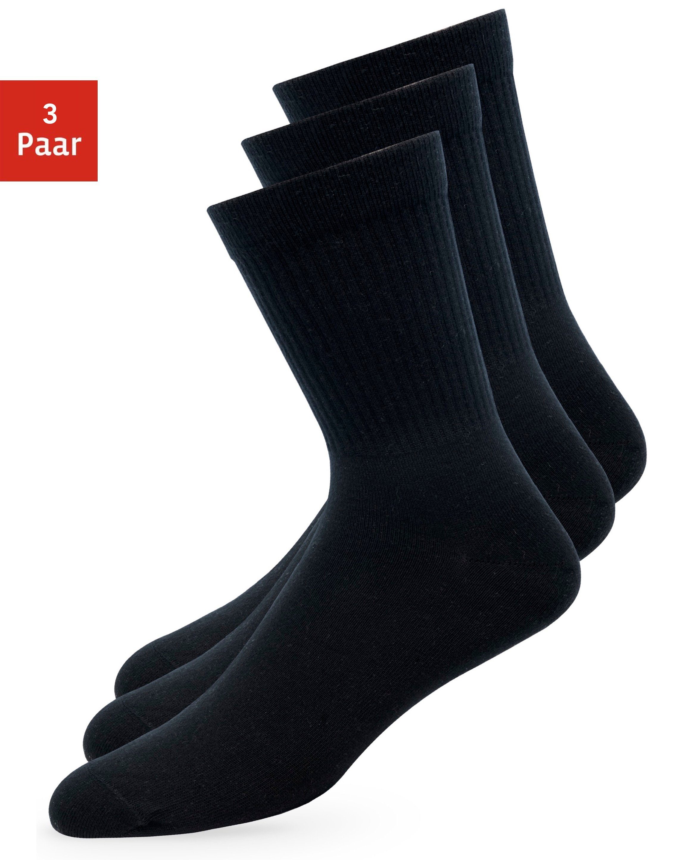 01 Basic Socks, Schwarz in Made Damen Hohe Sportsocken ROOXS (3-Paar) & Tennissocken für EU Herren Crew