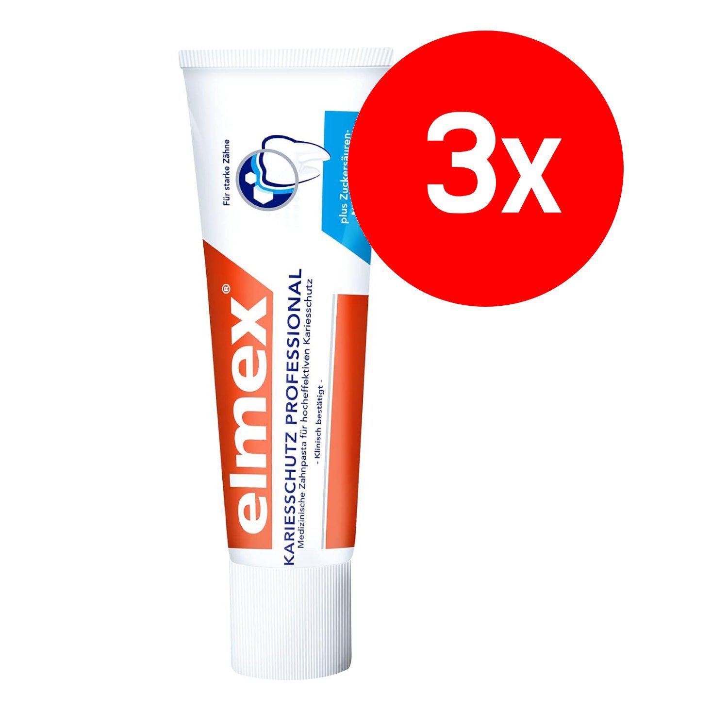 elmex Zahnpasta Kariesschutz Professional Zahnpasta, medizinische Zahnreinigung 75 ml, (3-St)