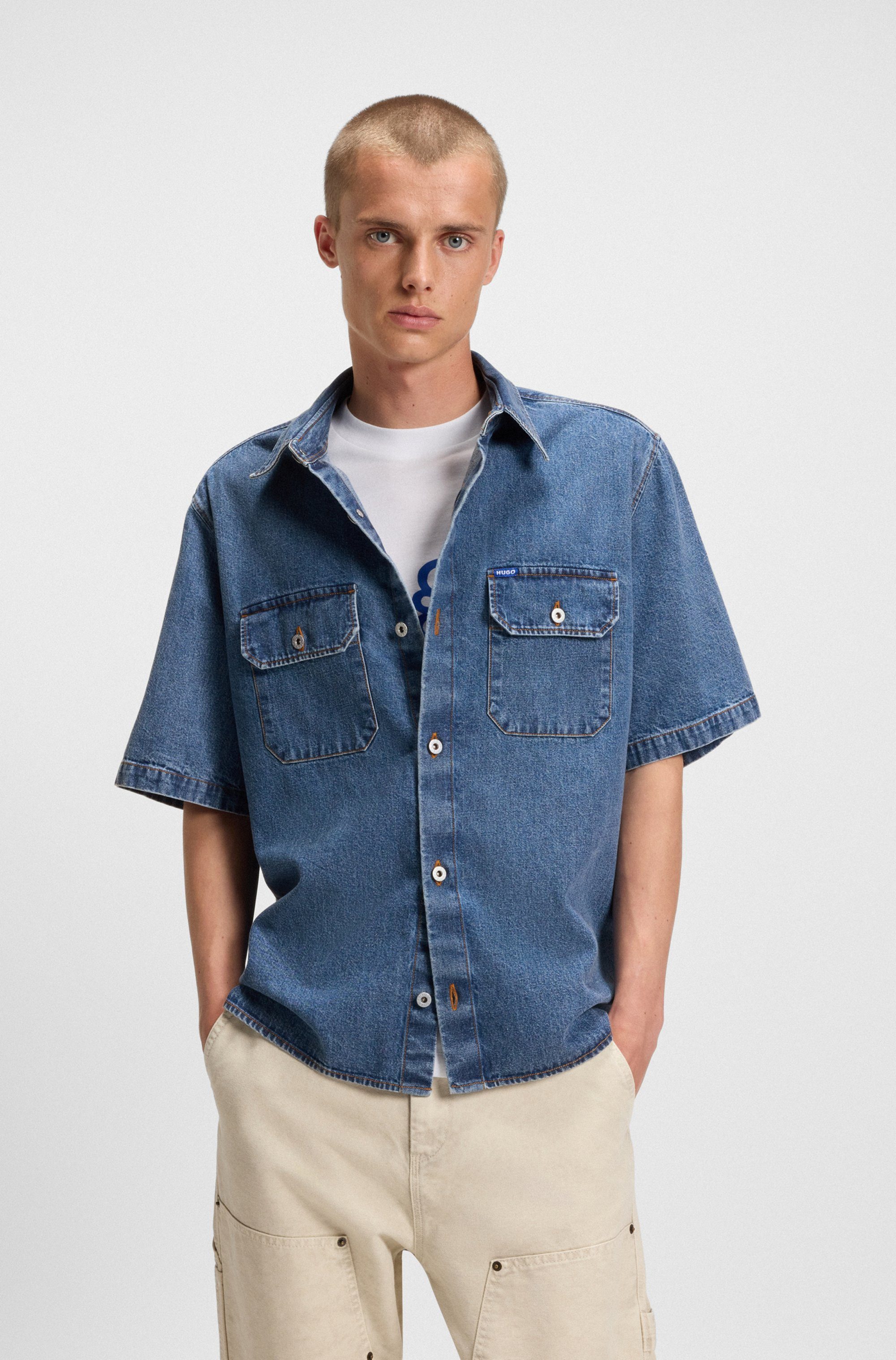 HUGO Blue Jeanshemd Ekyno in oversize Form günstig online kaufen