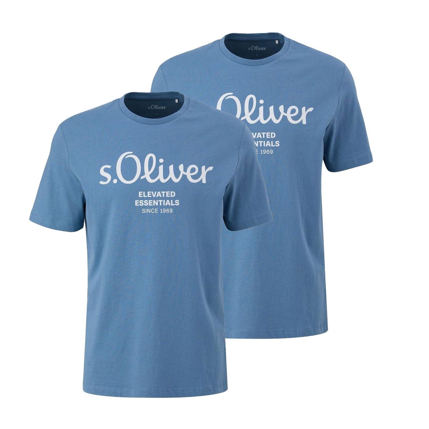 s.Oliver T-Shirt Casual (2-tlg) mit Rundhals-Ausschnitt, kurzarm, Logo-Aufdruck im 2er Pack