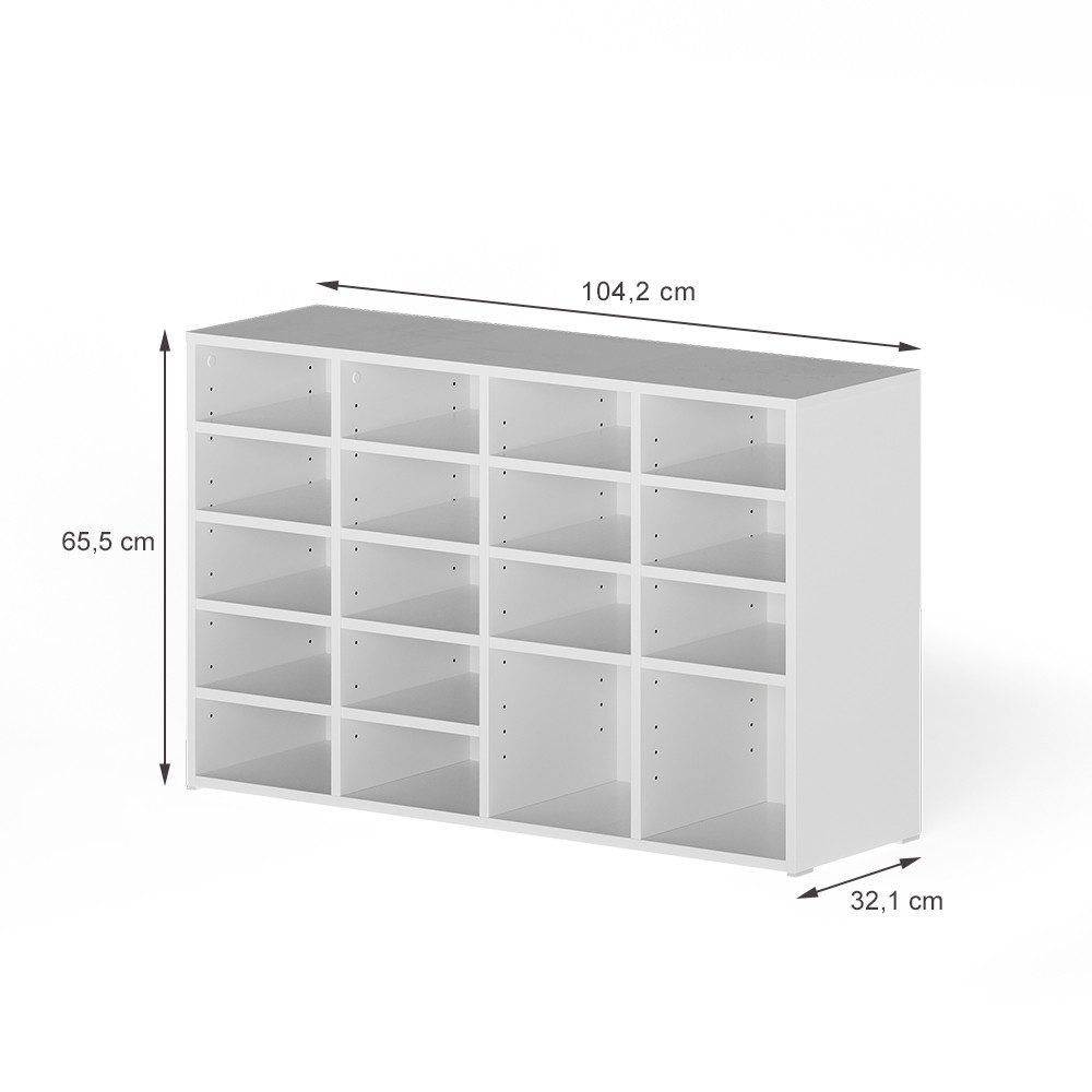 Vicco Schuhregal Lysander, Weiß, 104.2 x 65.5 cm mit 18 offenen Fächern, 1-tlg.