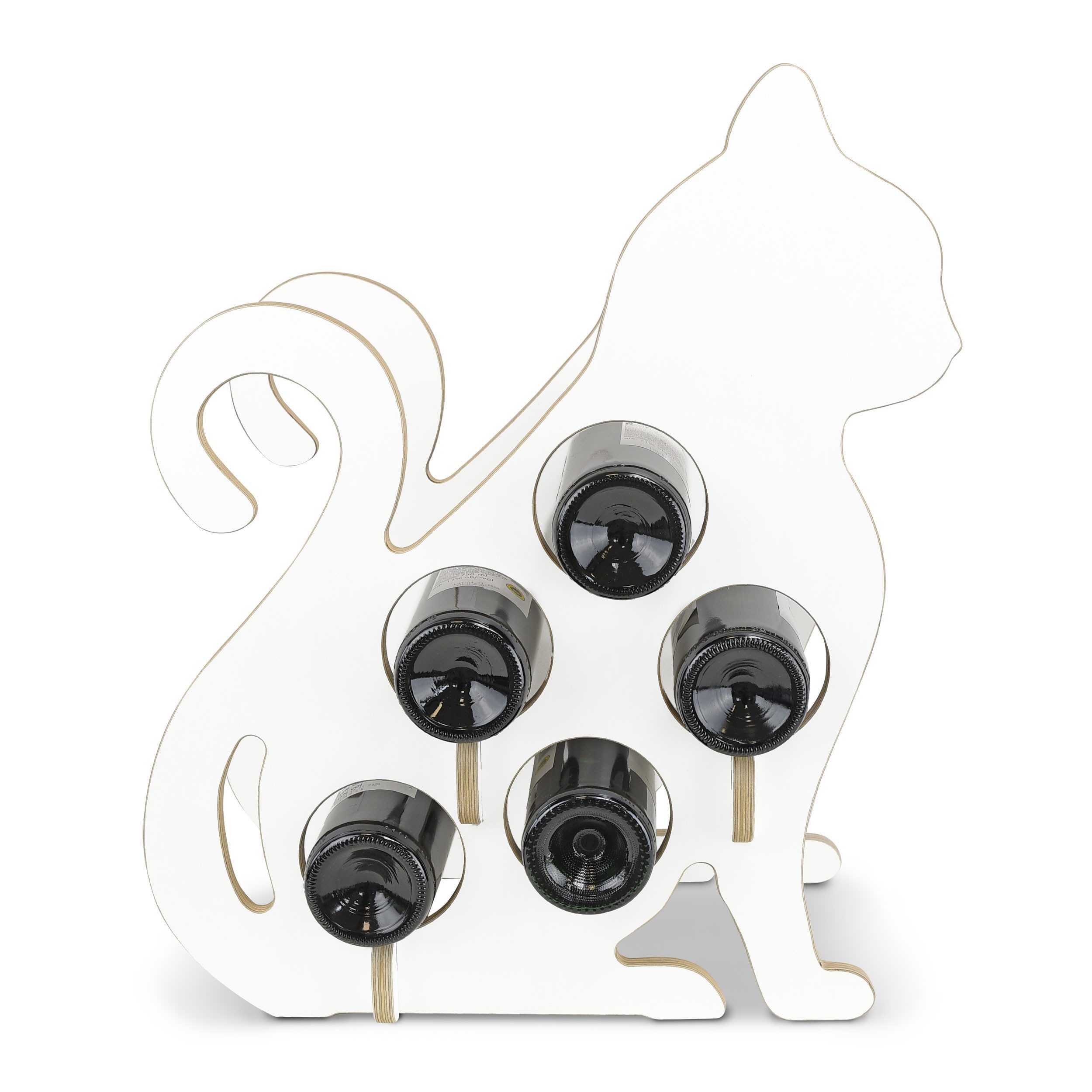 stadtecken Weinregal Deko-Regal in Katzenform aus Holz, Flaschenhalter, Handgefertigt, Elegantes Design