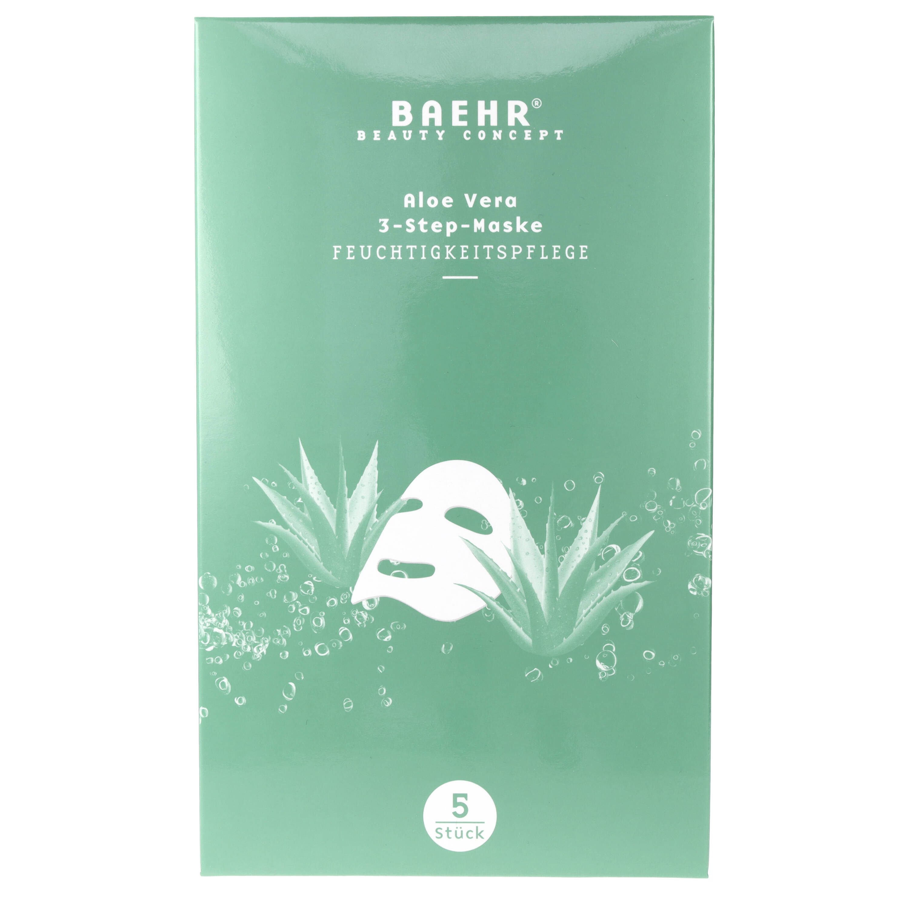 BAEHR BEAUTY CONCEPT Gesichtsmaske Baehr Beauty Concept Aloe Vera 3-Step-Masken 5 Stück Hydratisierend & regenerierend, 3-tlg., Sachets mit Maske, Augencreme und 24h-Creme