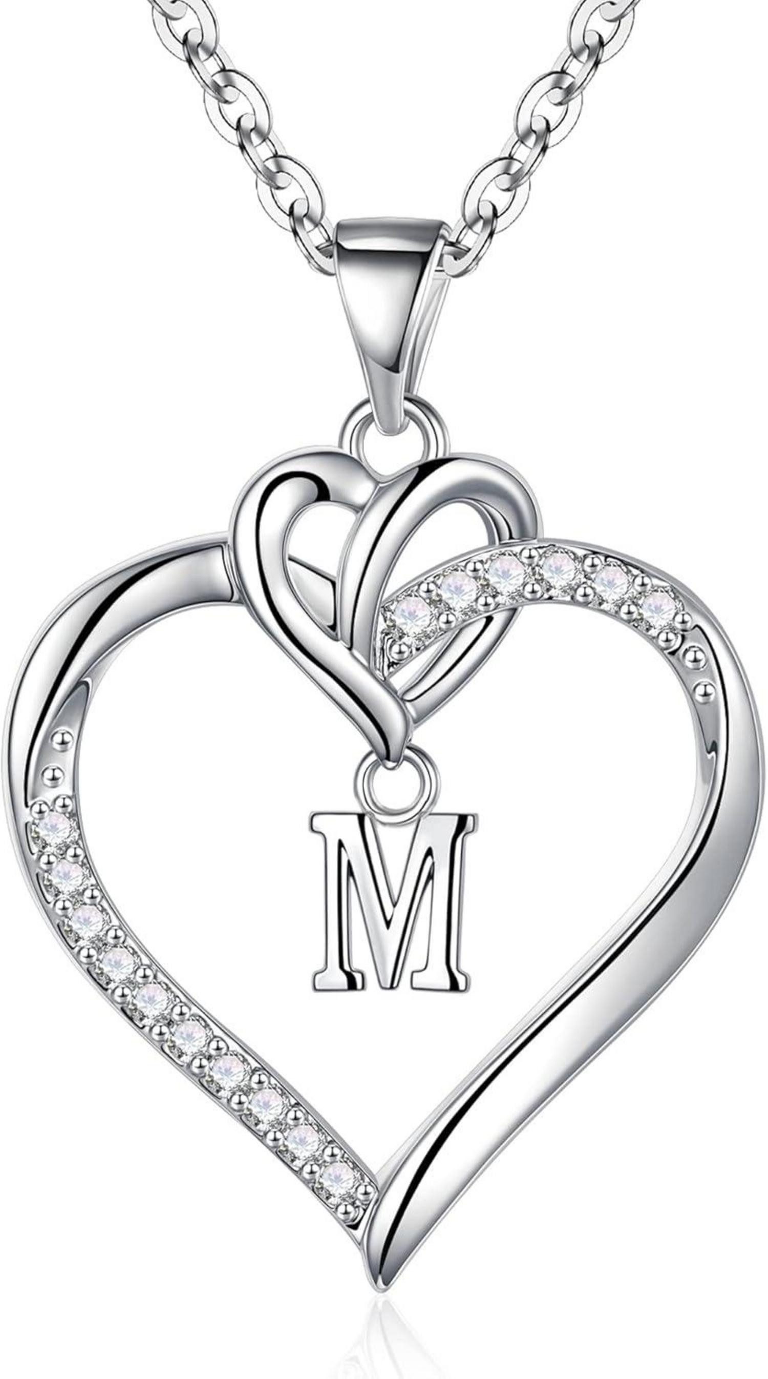Kette und Anhänger Set Valentinstag Geschenke für Frauen Kette Herz Halskette Gold Zirkonia