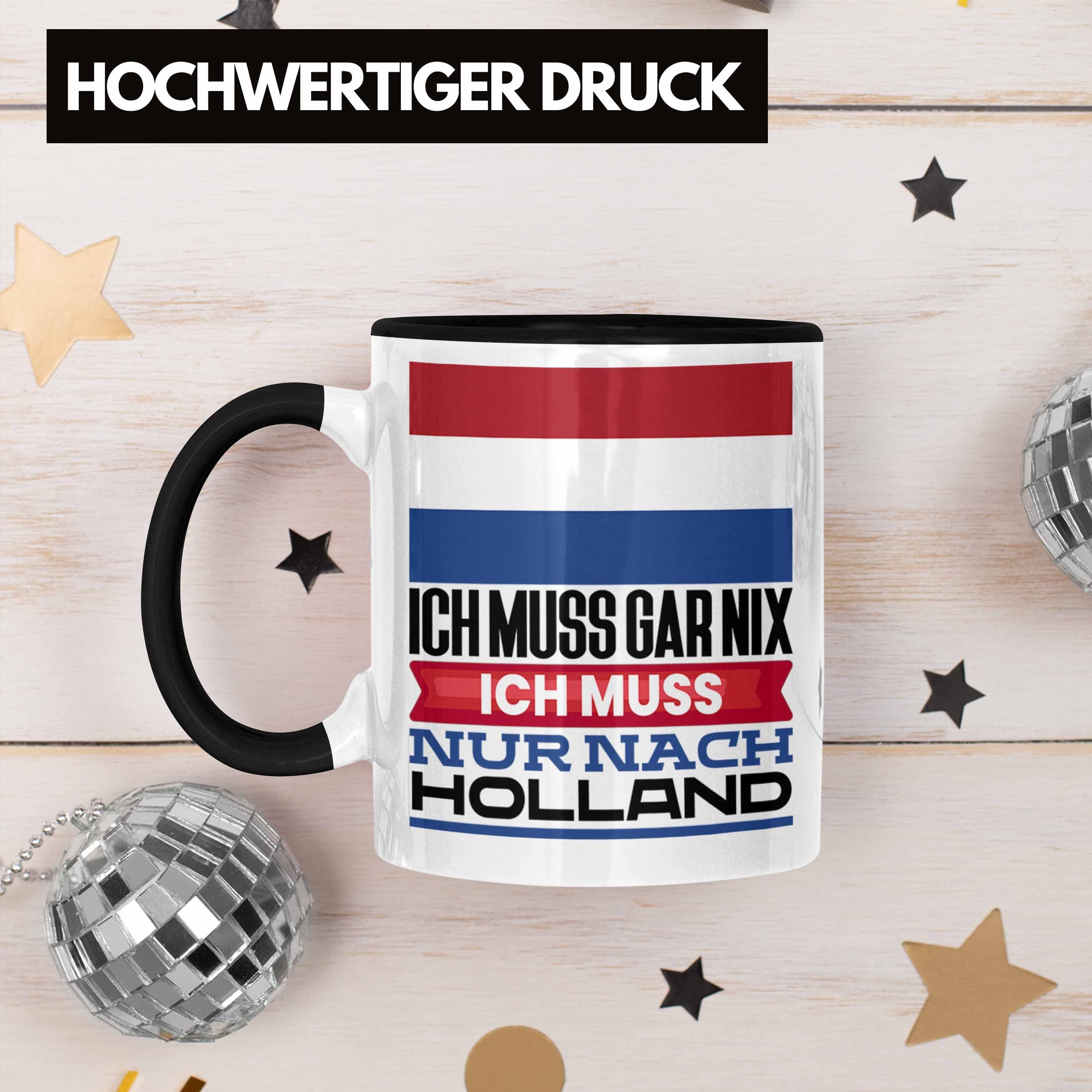 Trendation Tasse Holland Tasse Urlaub Geschenk Geburtstag Schwarz Geschenkidee für Holländer Ic