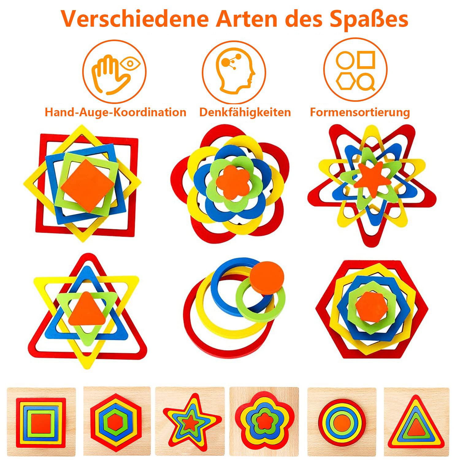 CLTYQ Lernspielzeug Montessori-Puzzles für Kleinkinder, Holzspielzeug Sorti günstig online kaufen